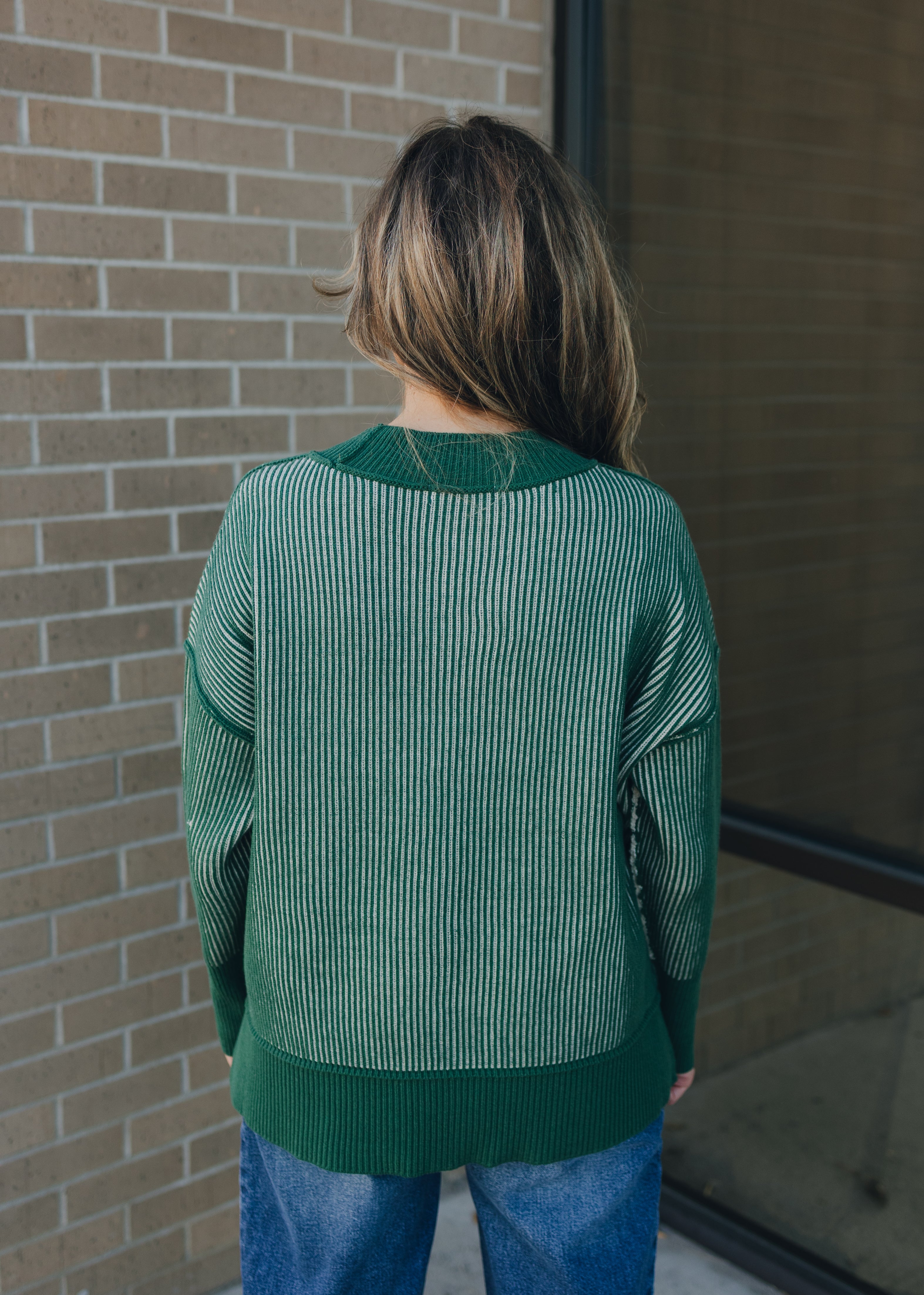 Exposed Seam Two Tone Sweater