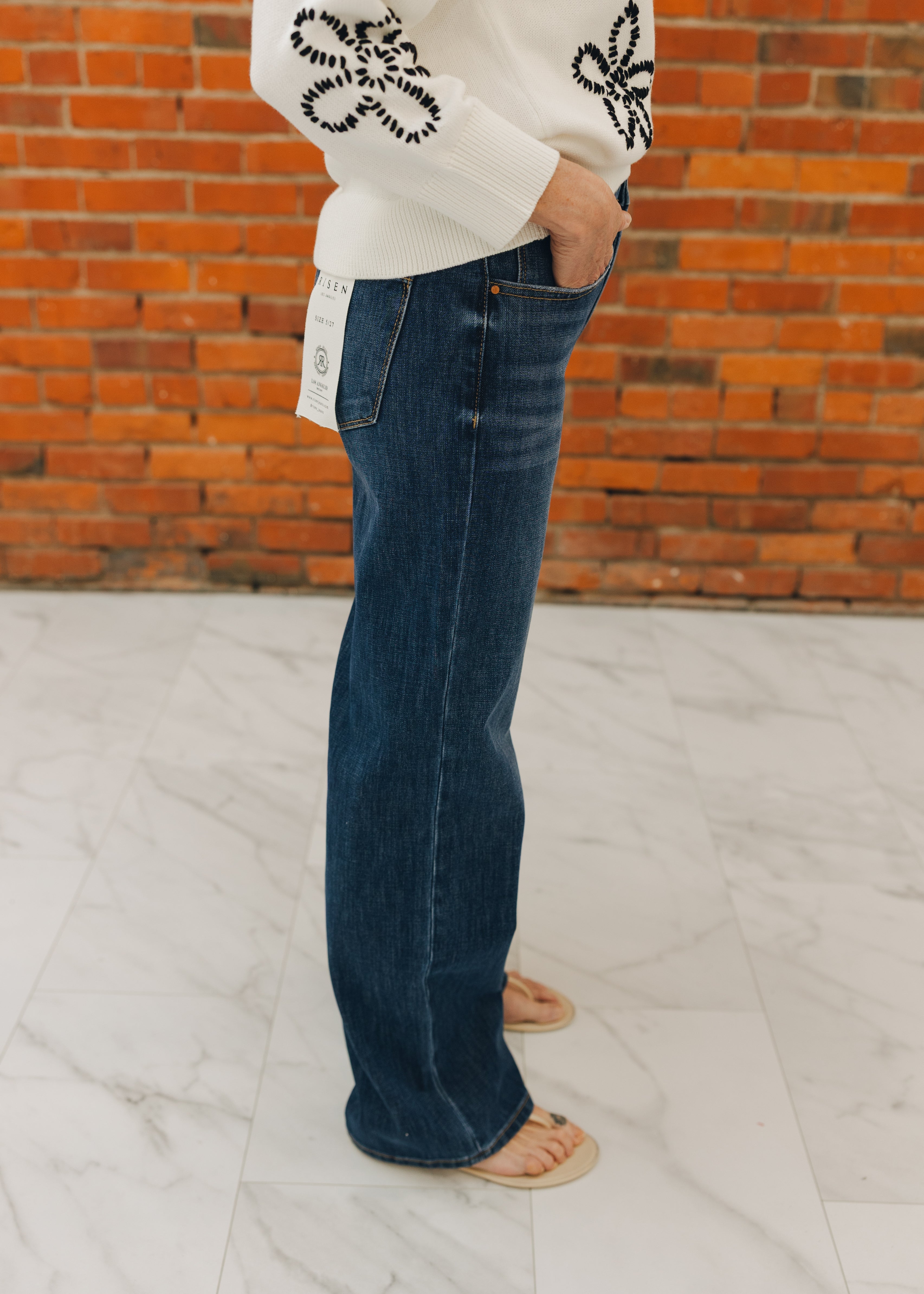 Risen Straight Leg Jeans - Dark
