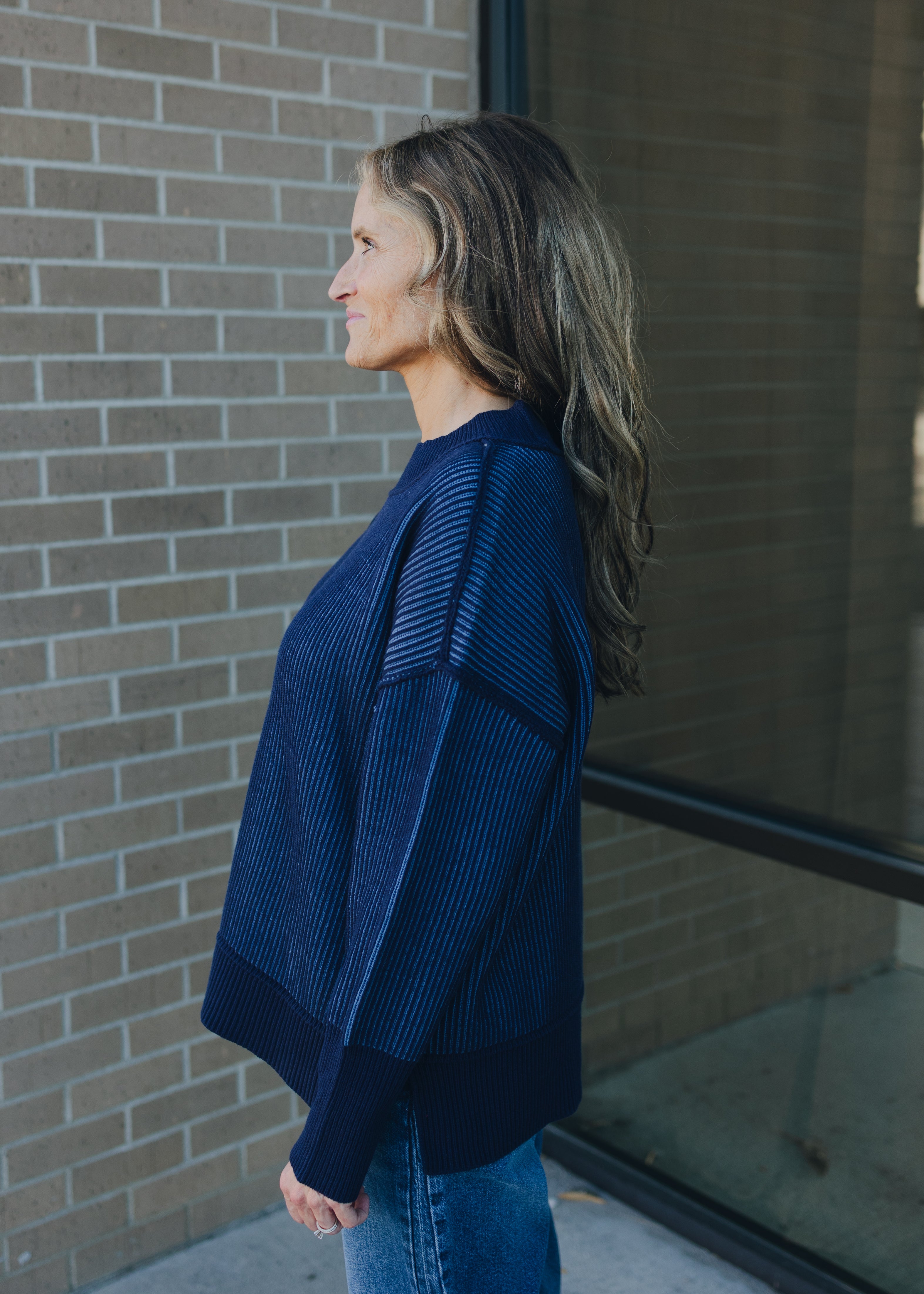 Exposed Seam Two Tone Sweater