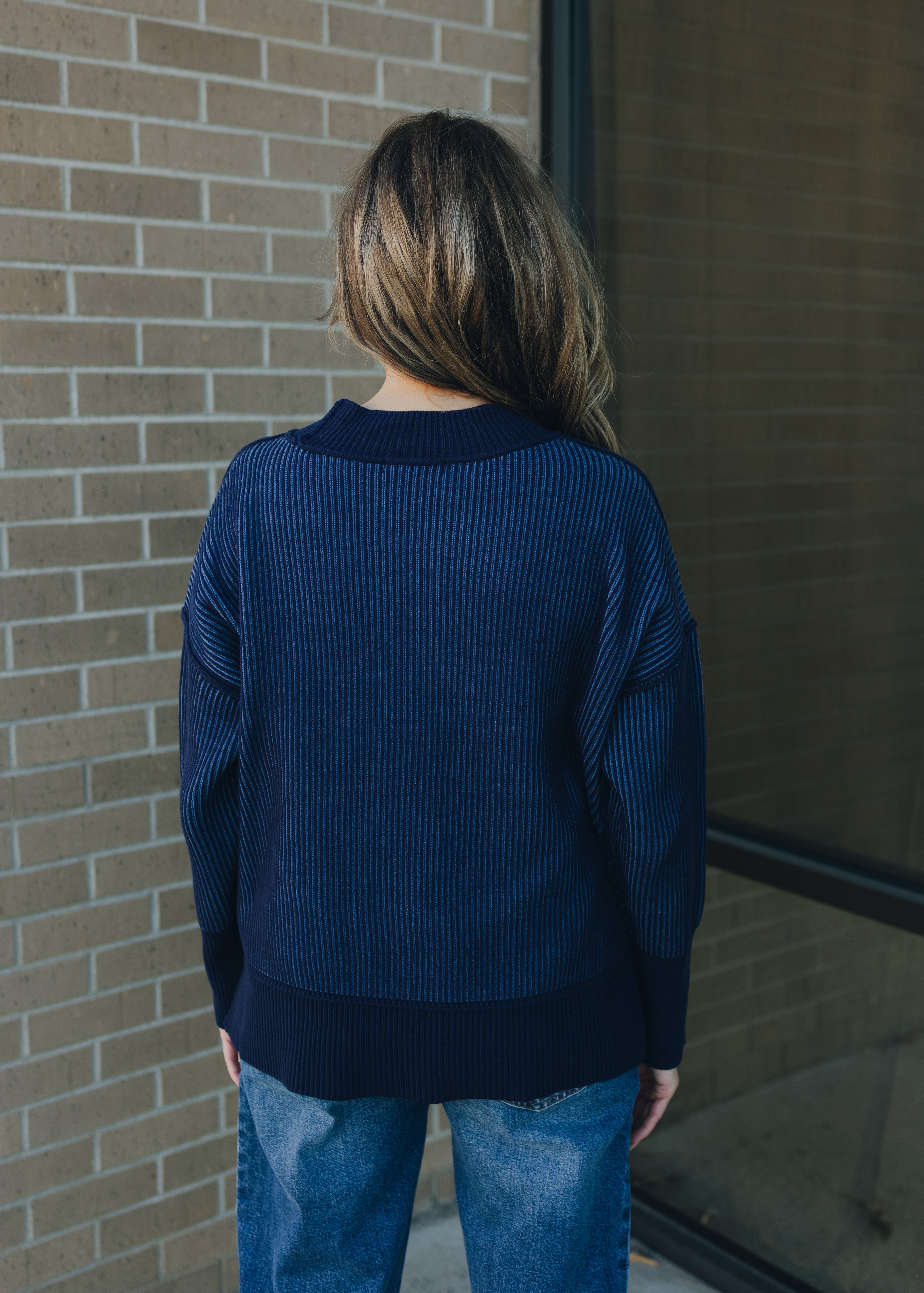 Exposed Seam Two Tone Sweater