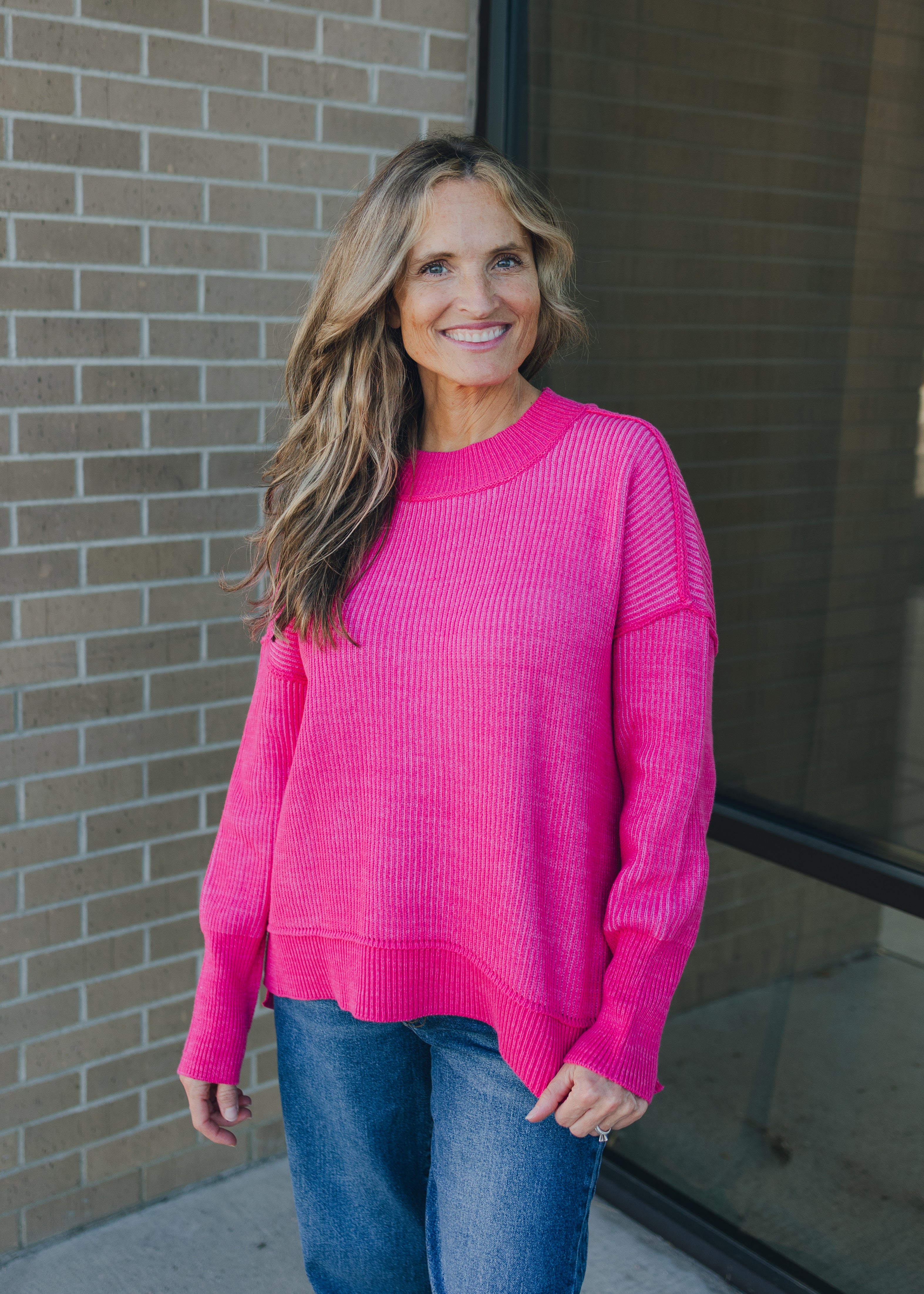 Exposed Seam Two Tone Sweater