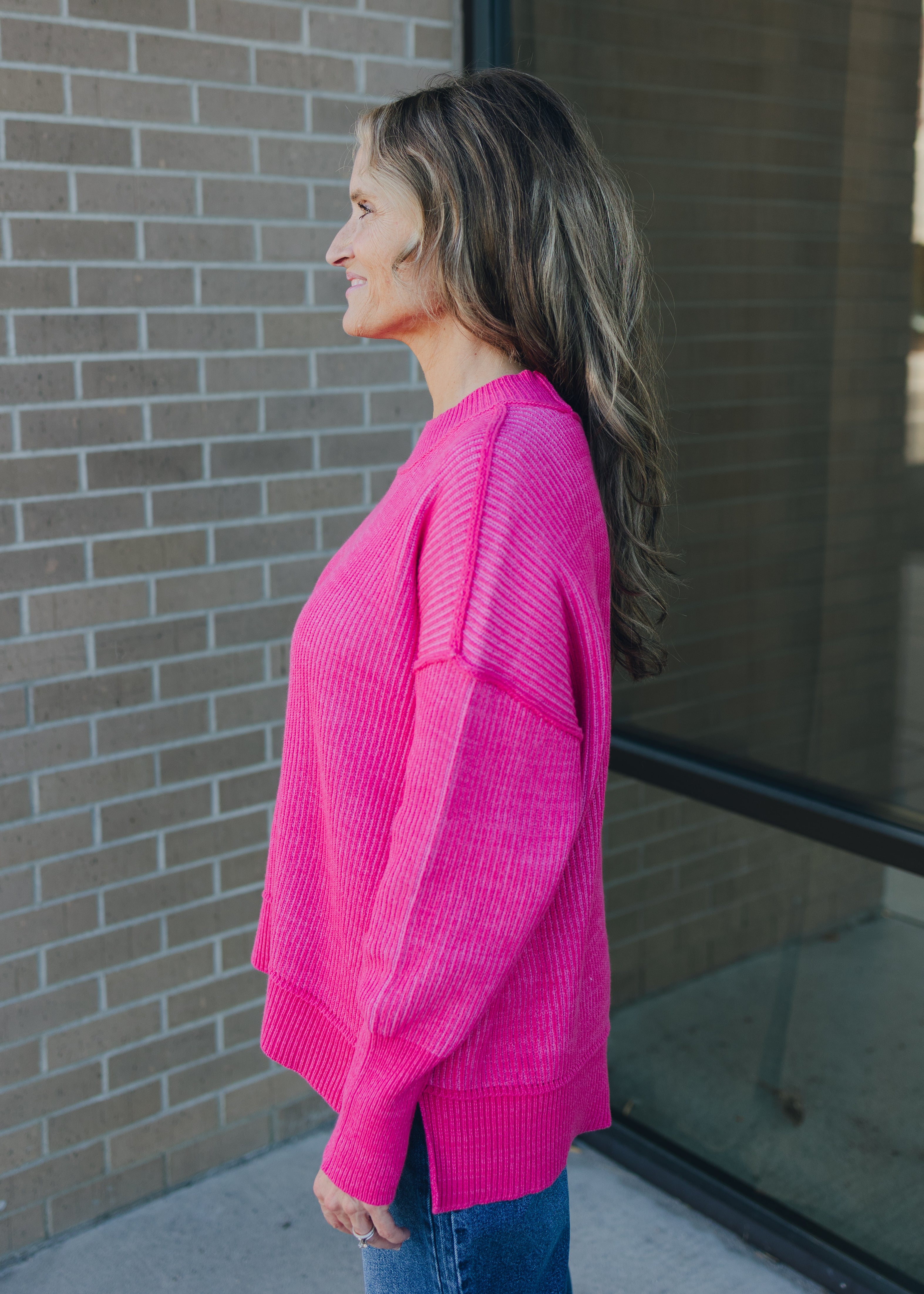 Exposed Seam Two Tone Sweater