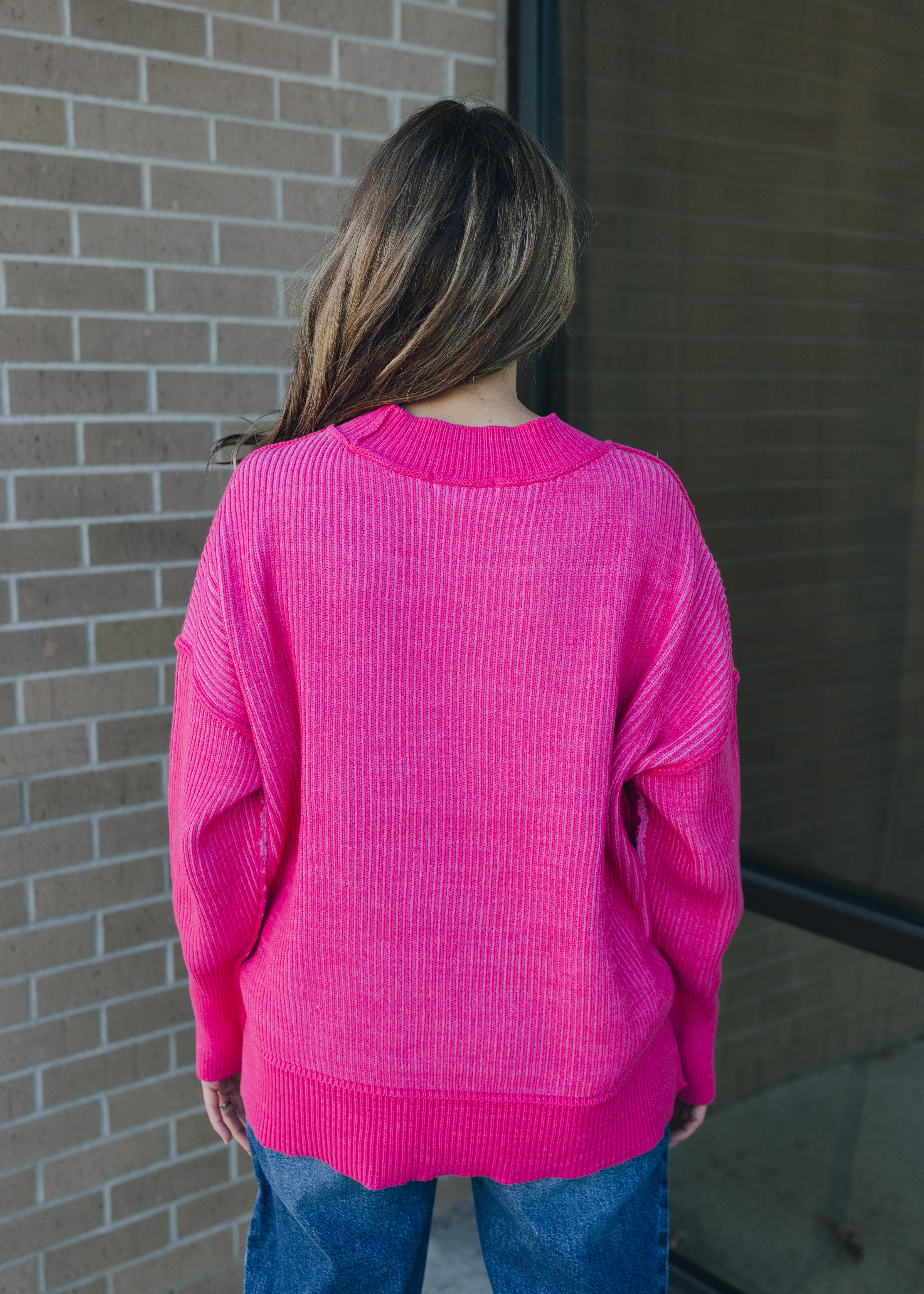 Exposed Seam Two Tone Sweater