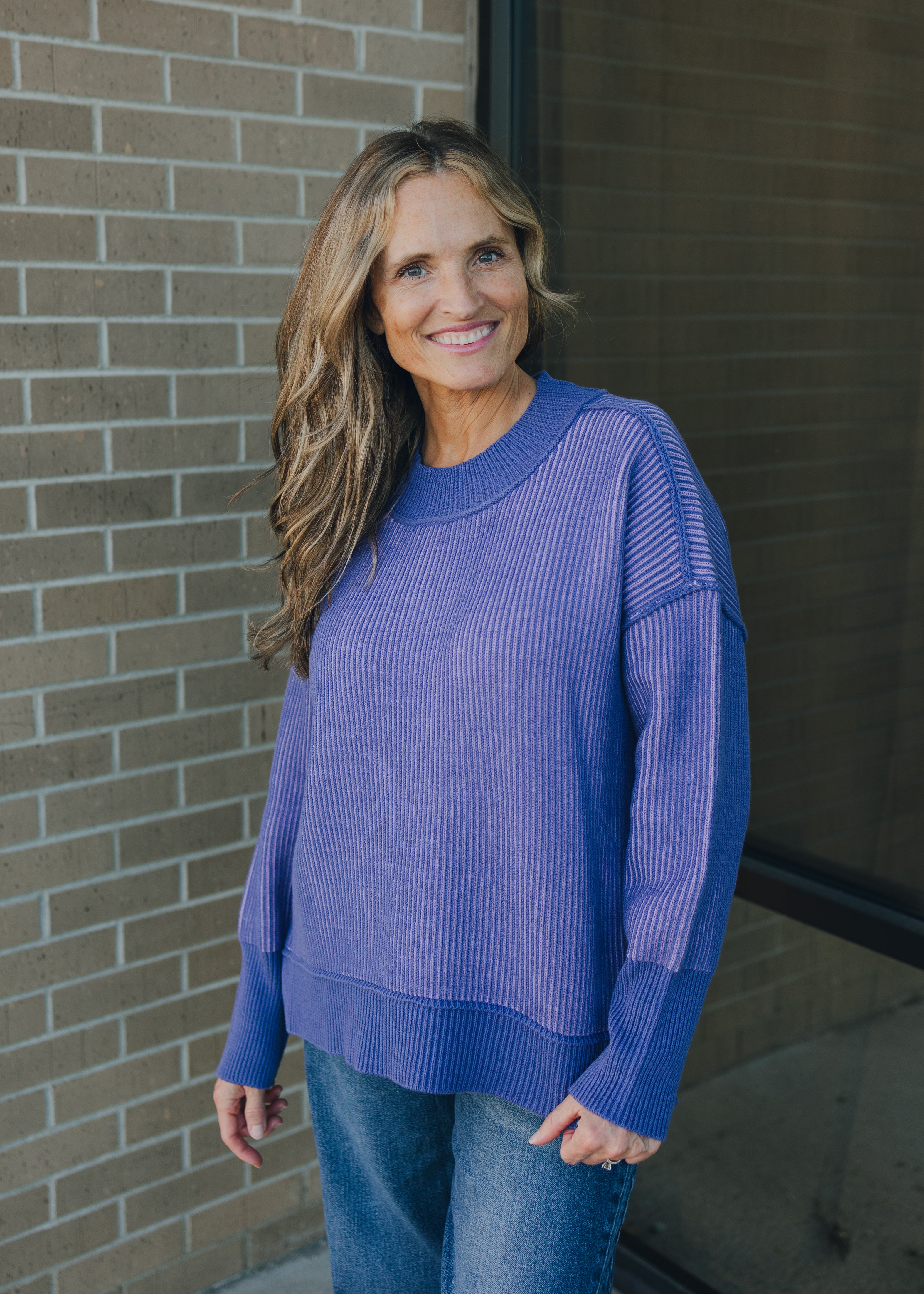 Exposed Seam Two Tone Sweater