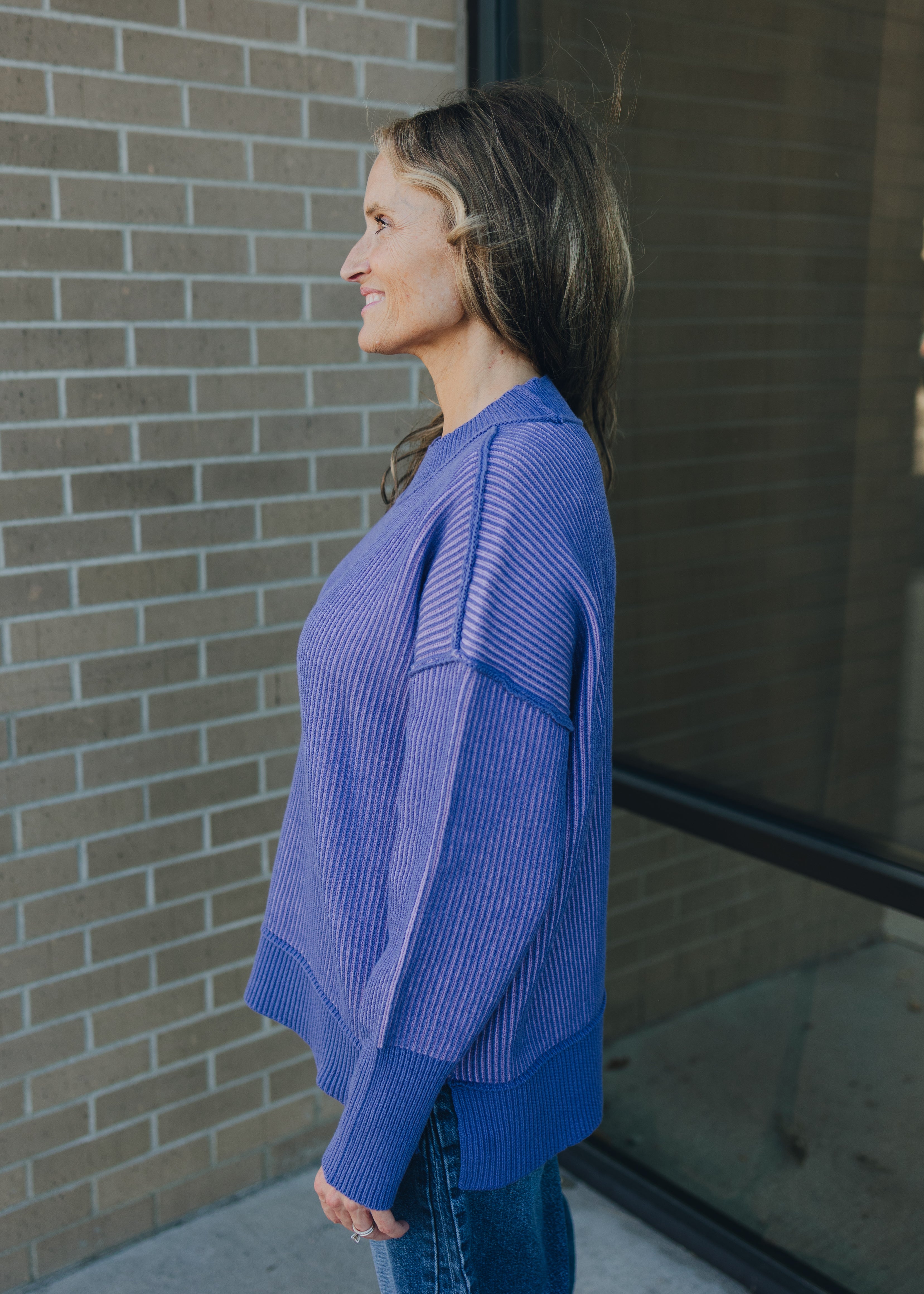 Exposed Seam Two Tone Sweater