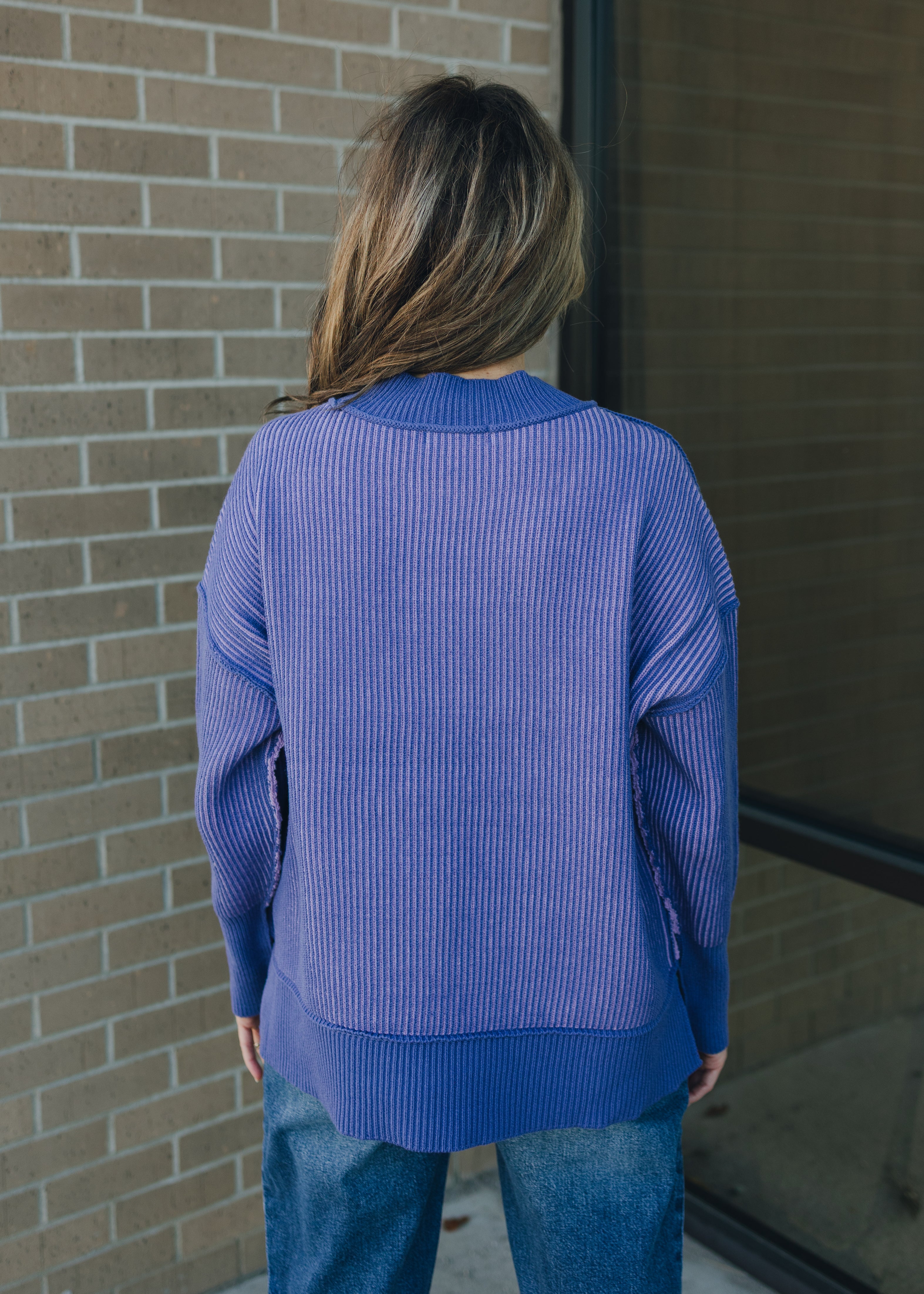 Exposed Seam Two Tone Sweater