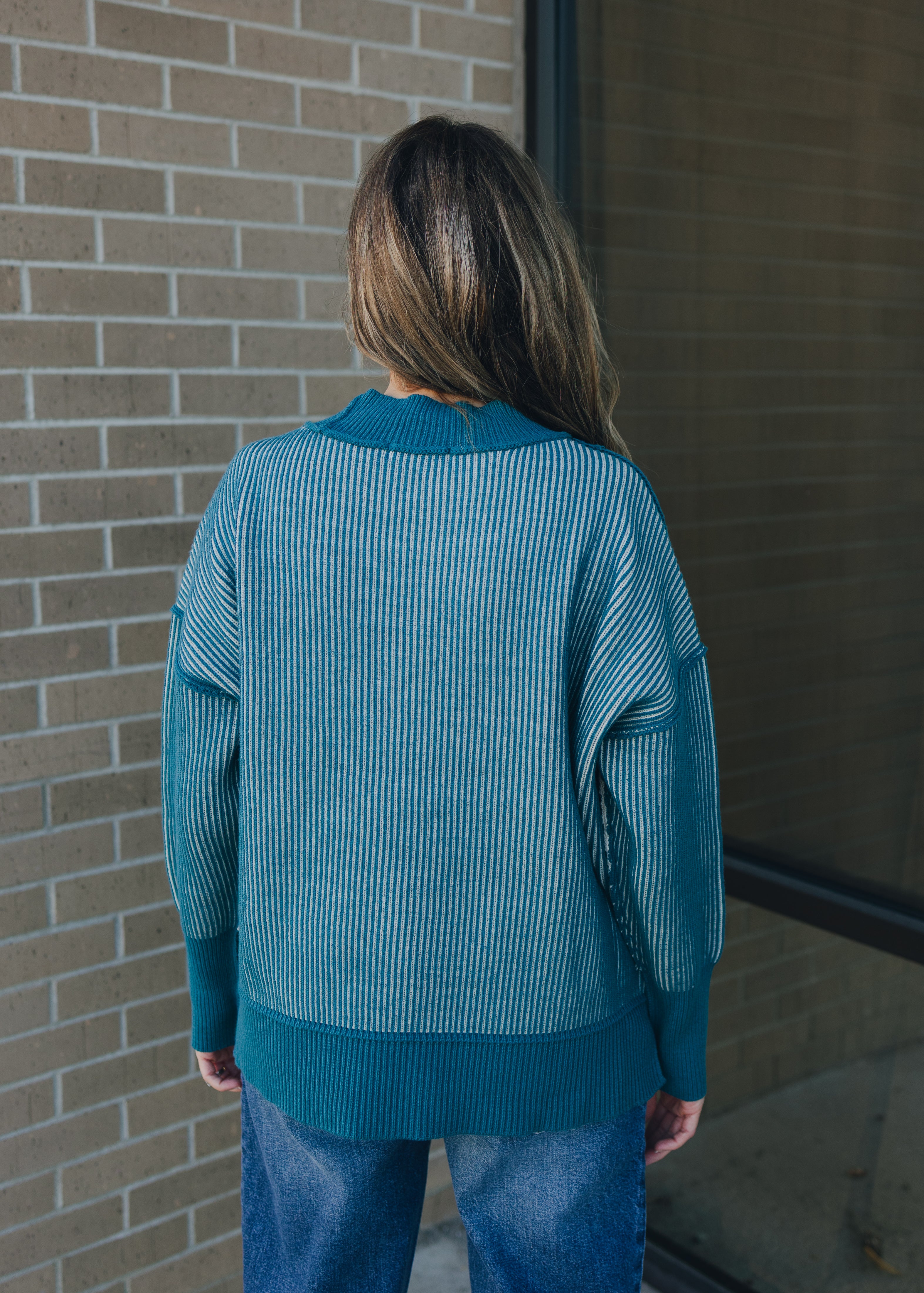 Exposed Seam Two Tone Sweater