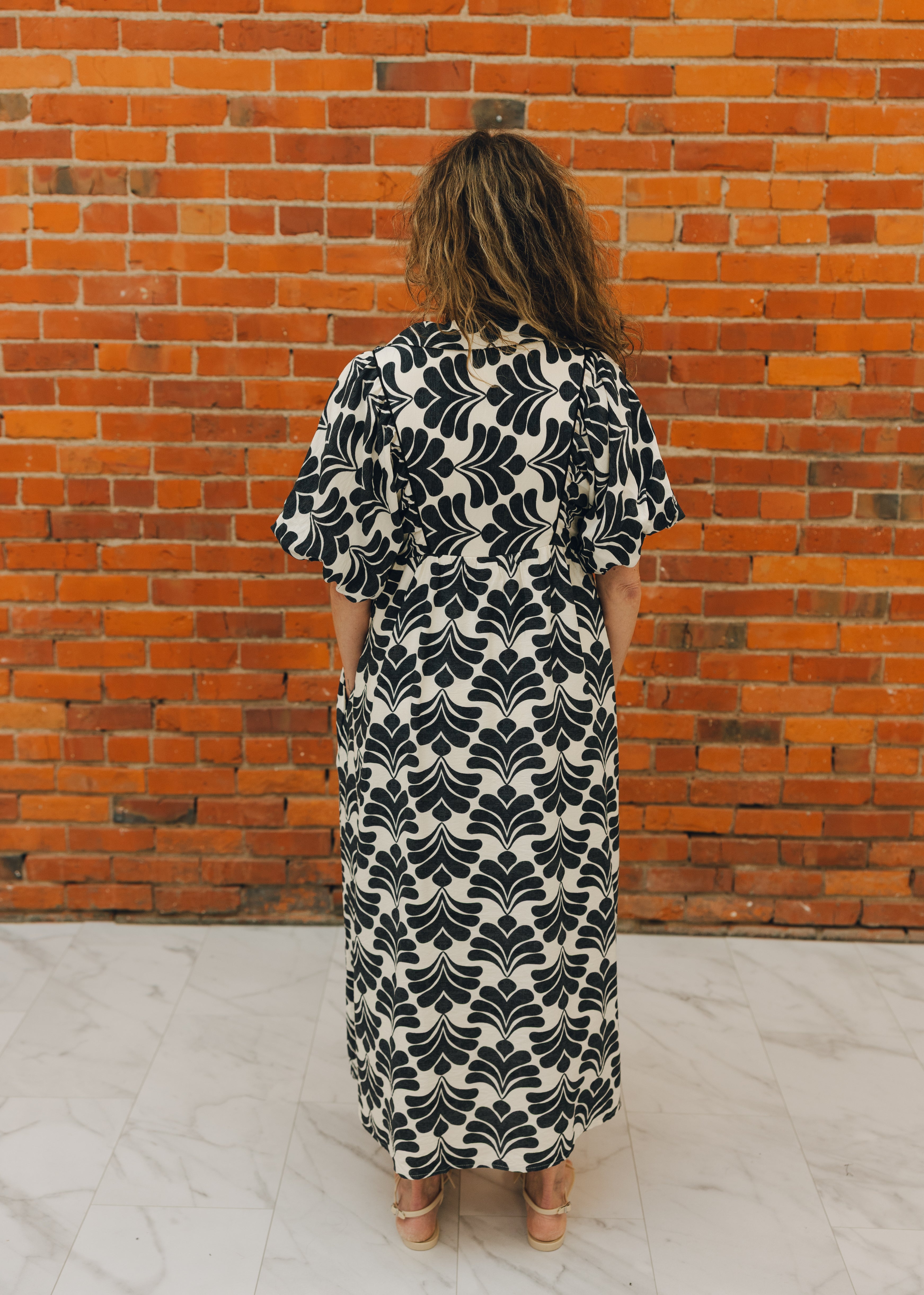 Puff Sleeve Collared Maxi Dress