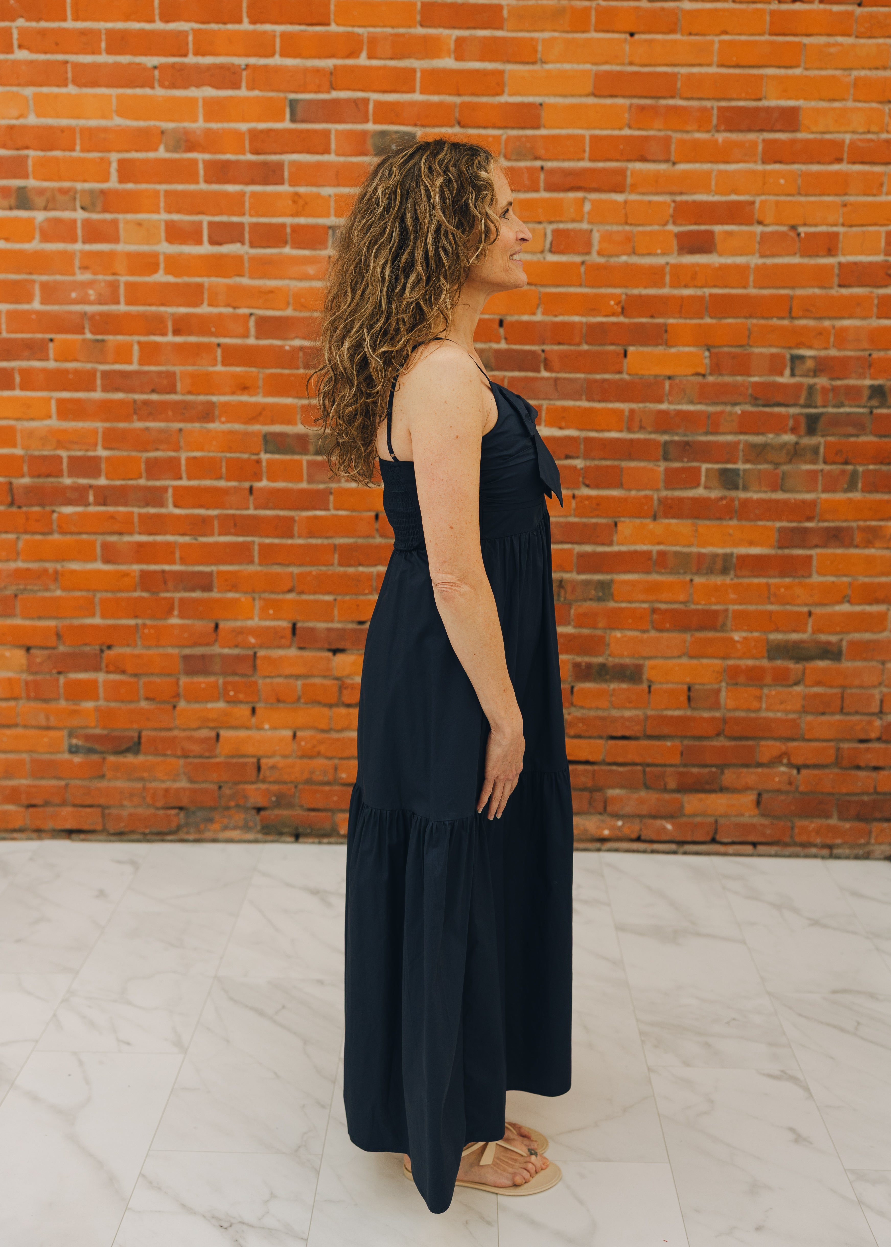 Bow Front Solid Maxi Dress