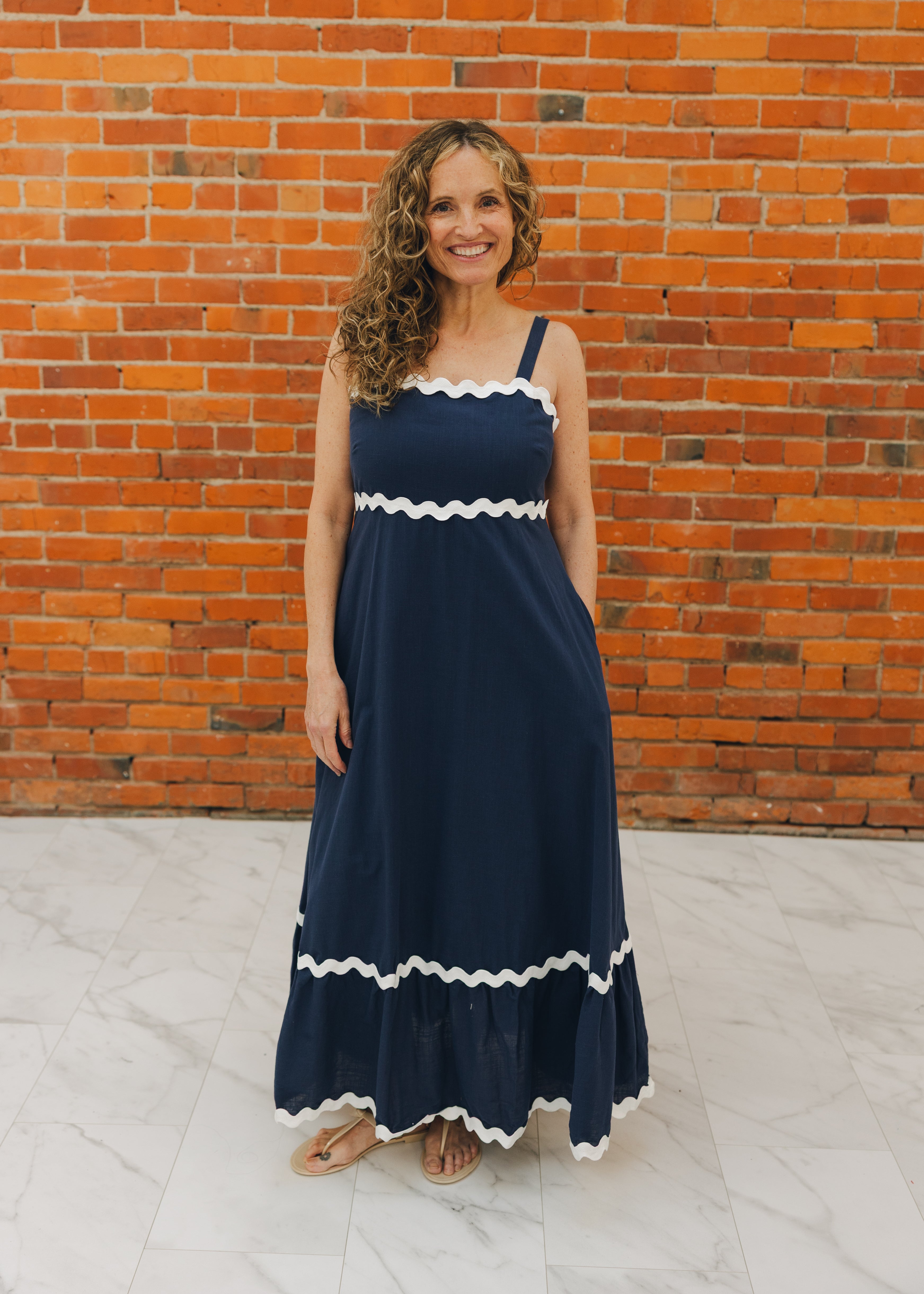 Rick Rack Trim Trapeze Maxi Dress