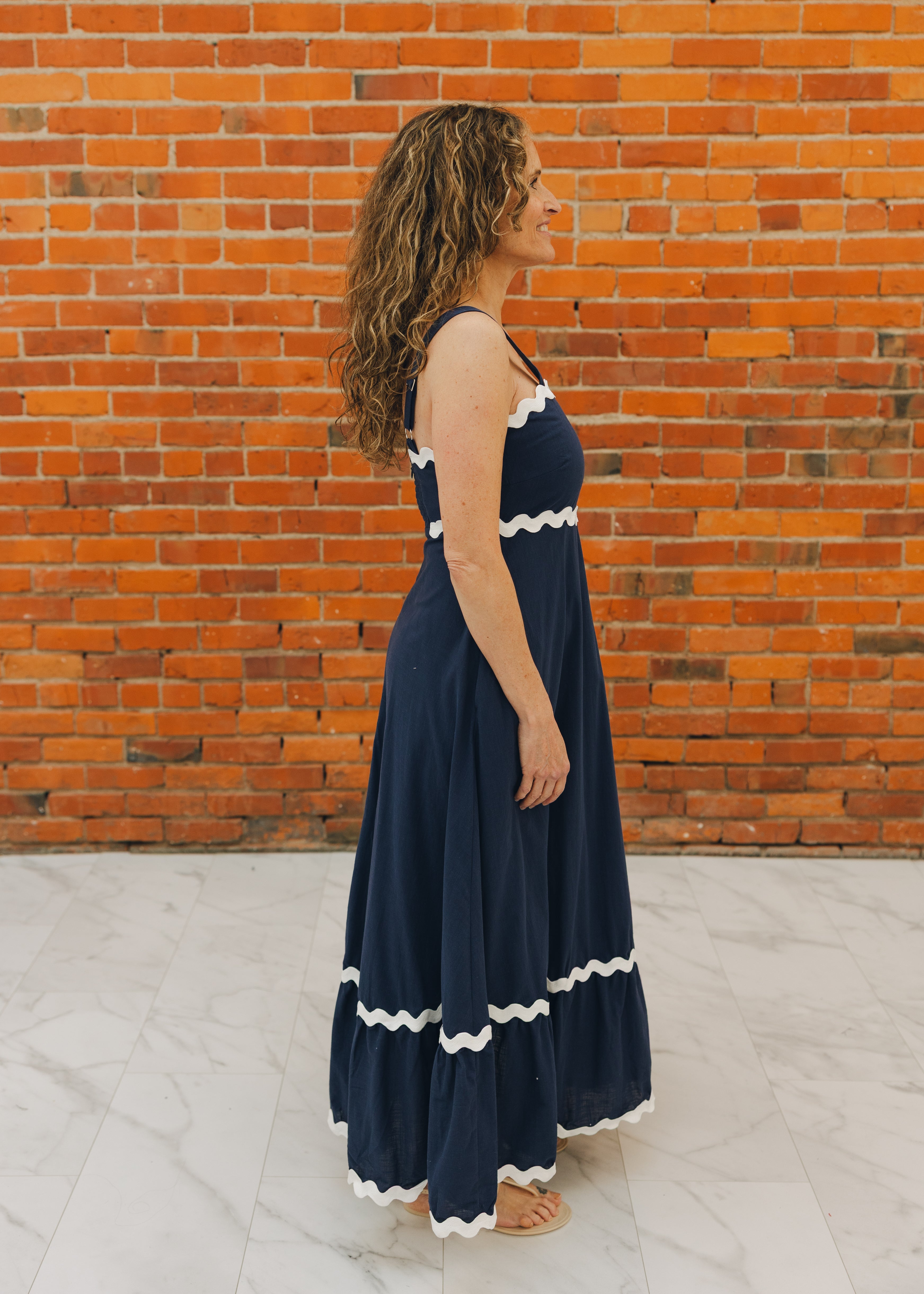 Rick Rack Trim Trapeze Maxi Dress