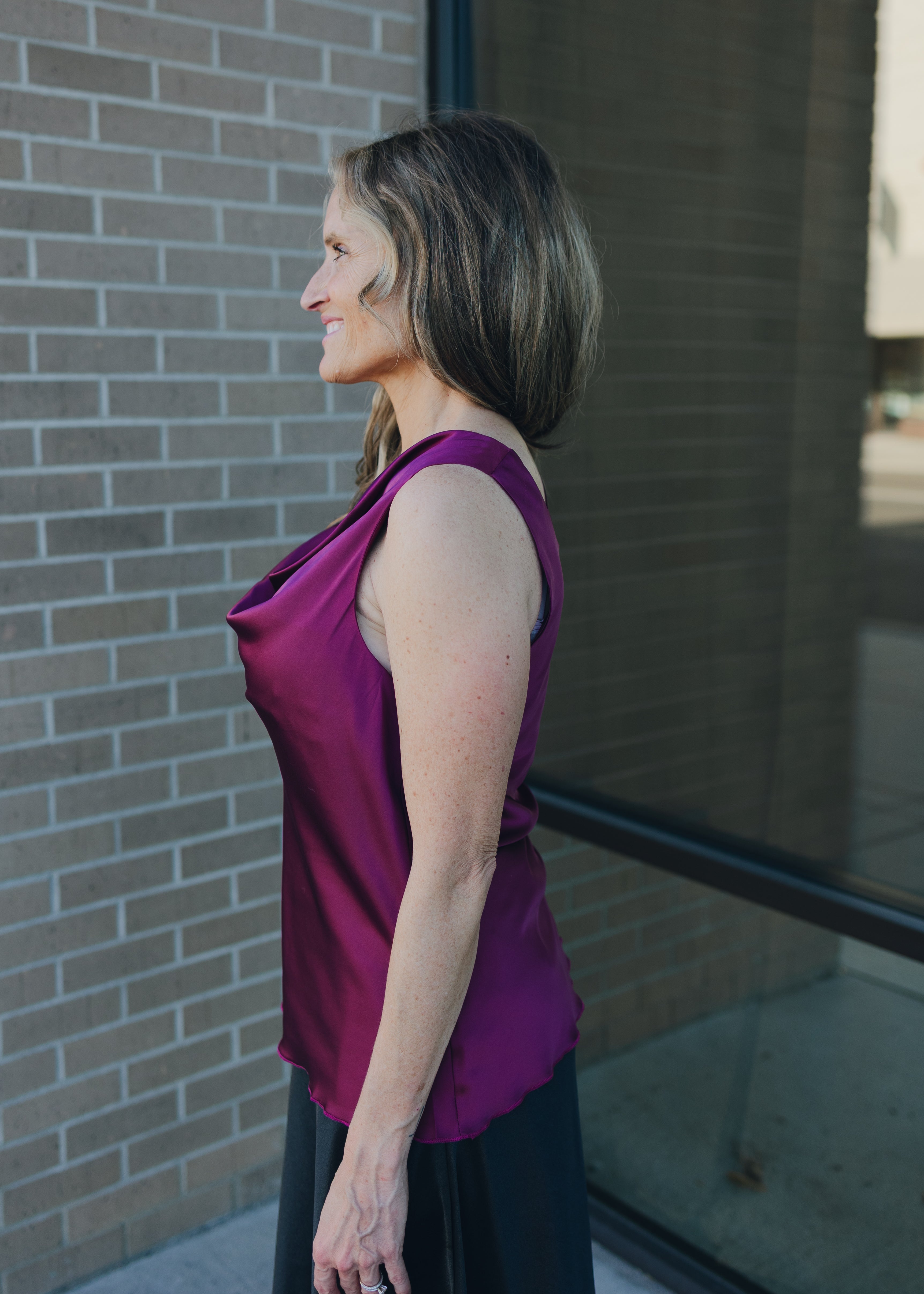 Molly Bracken Satin Top - Purple