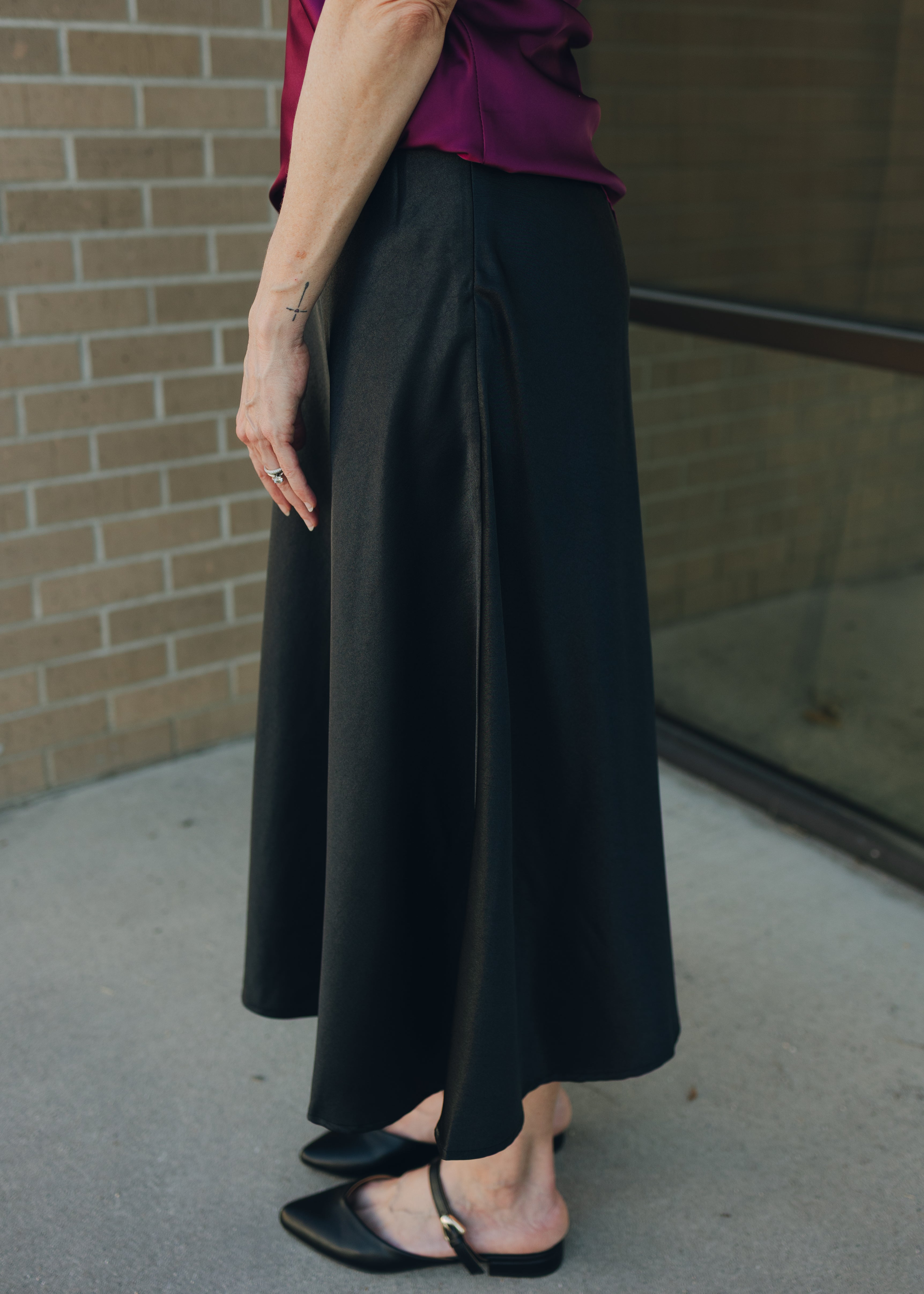 Molly Bracken Satin Skirt - Black