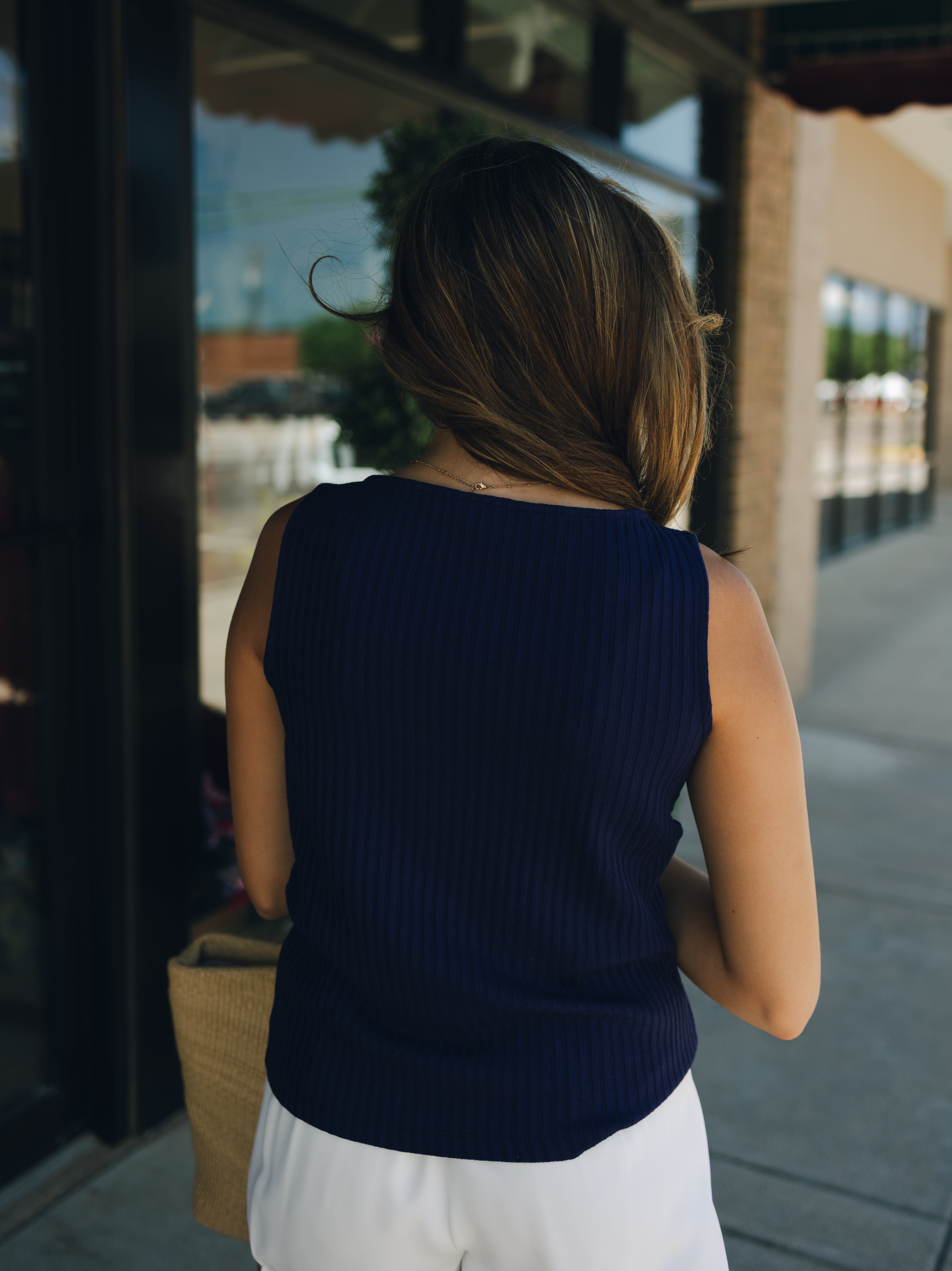 Liverpool Sleeveless Boat Neck Top - Maritime Navy