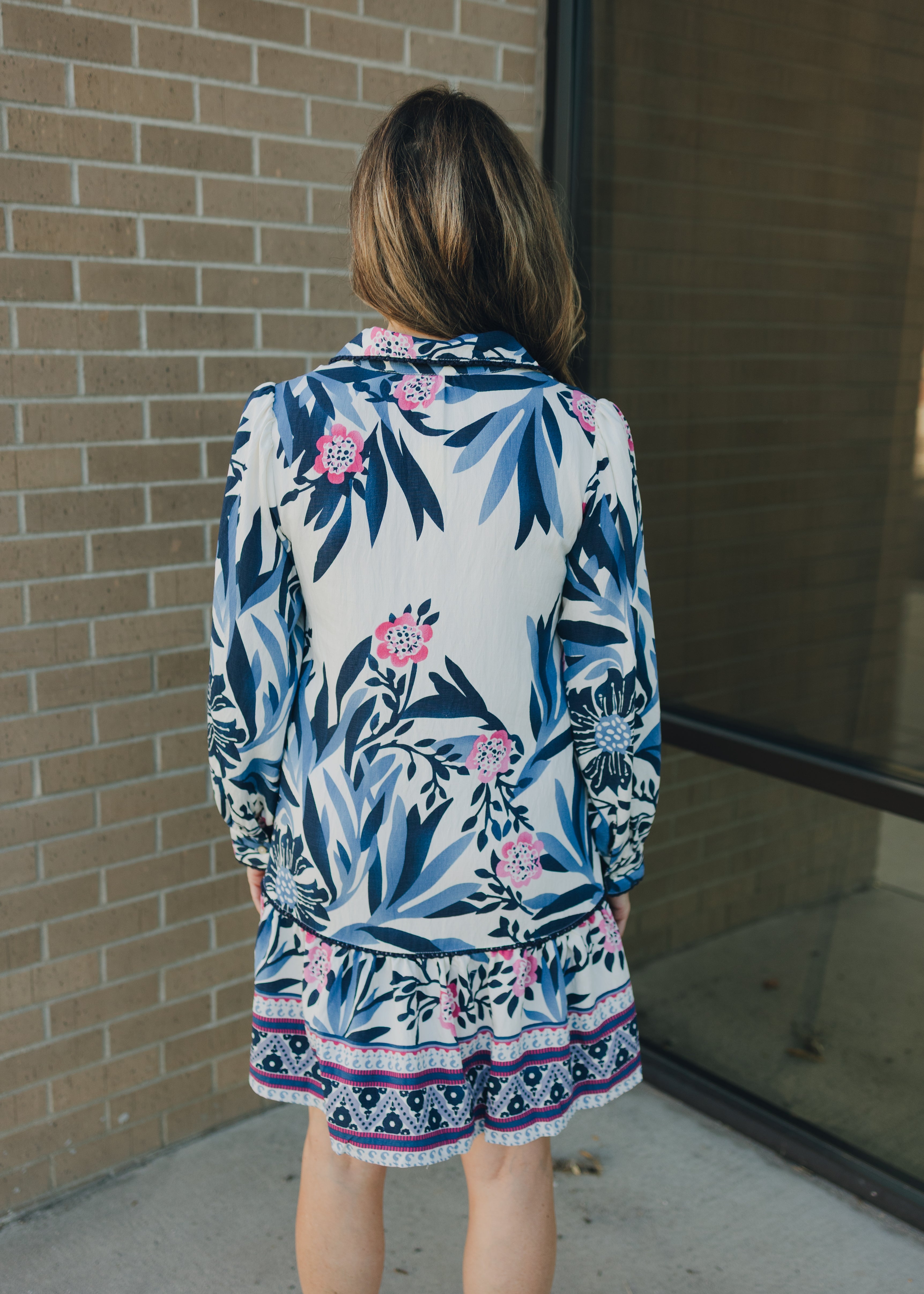 Lace Trim Accent Floral Dress