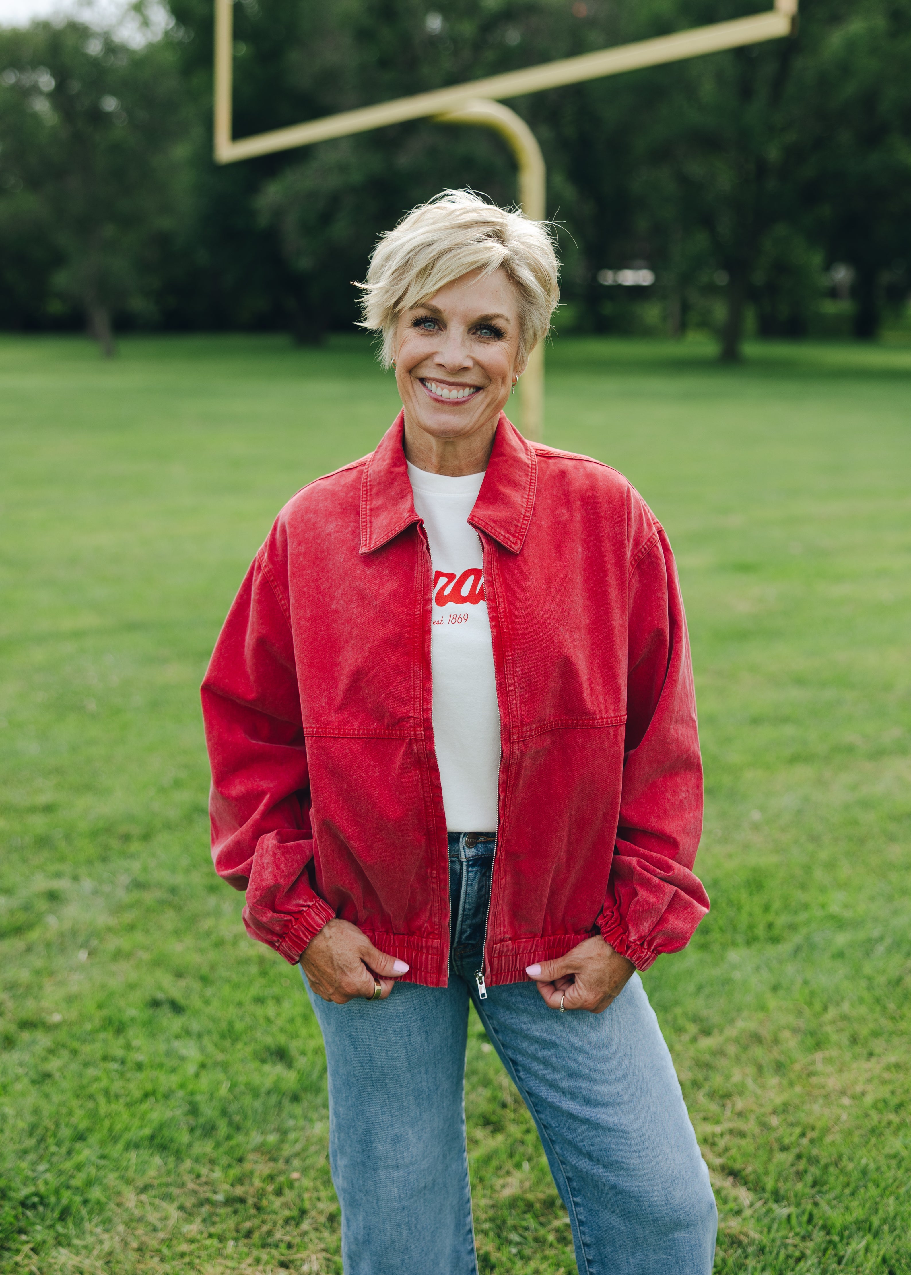 Washed Denim Bomber Jacket