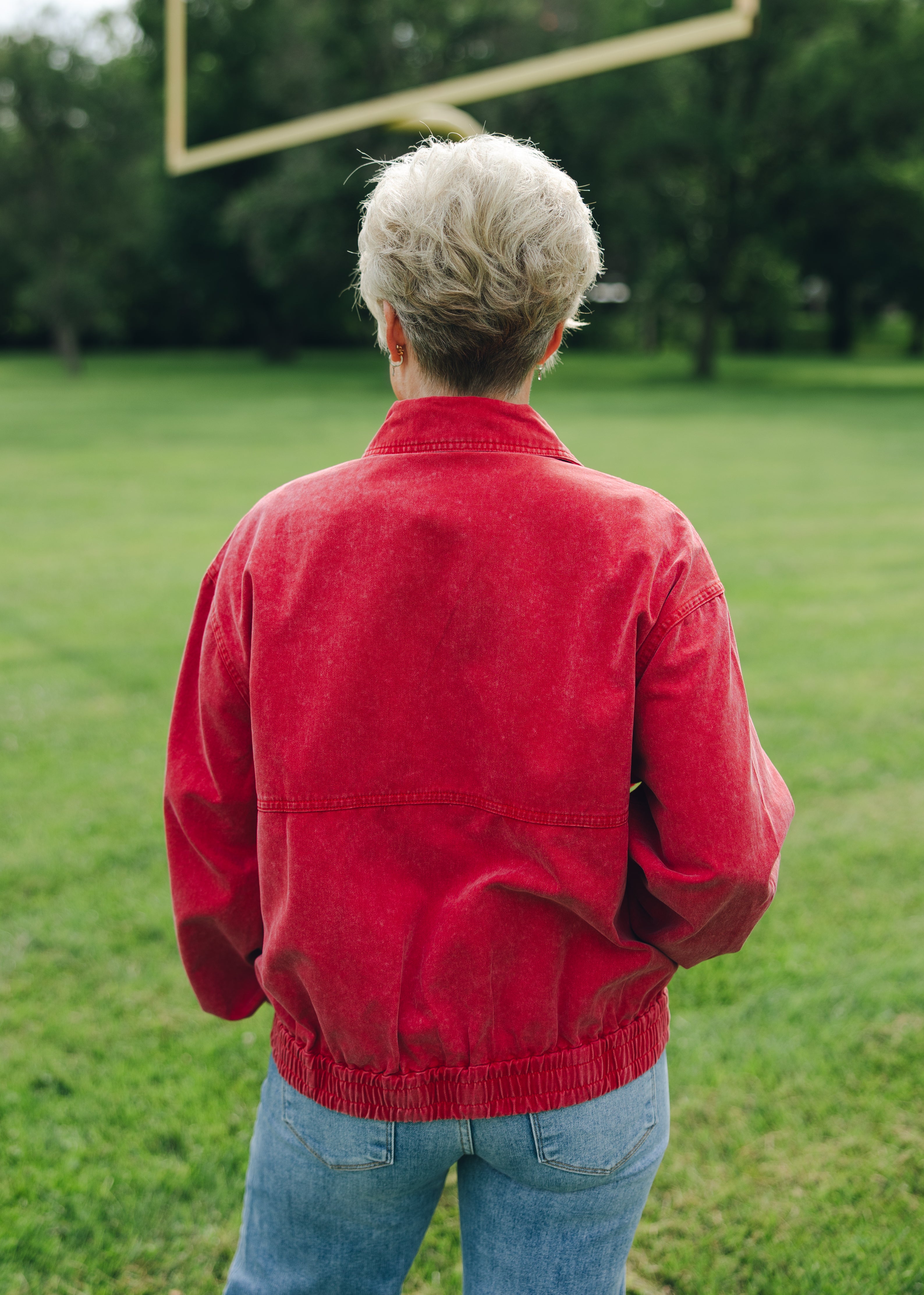 Washed Denim Bomber Jacket