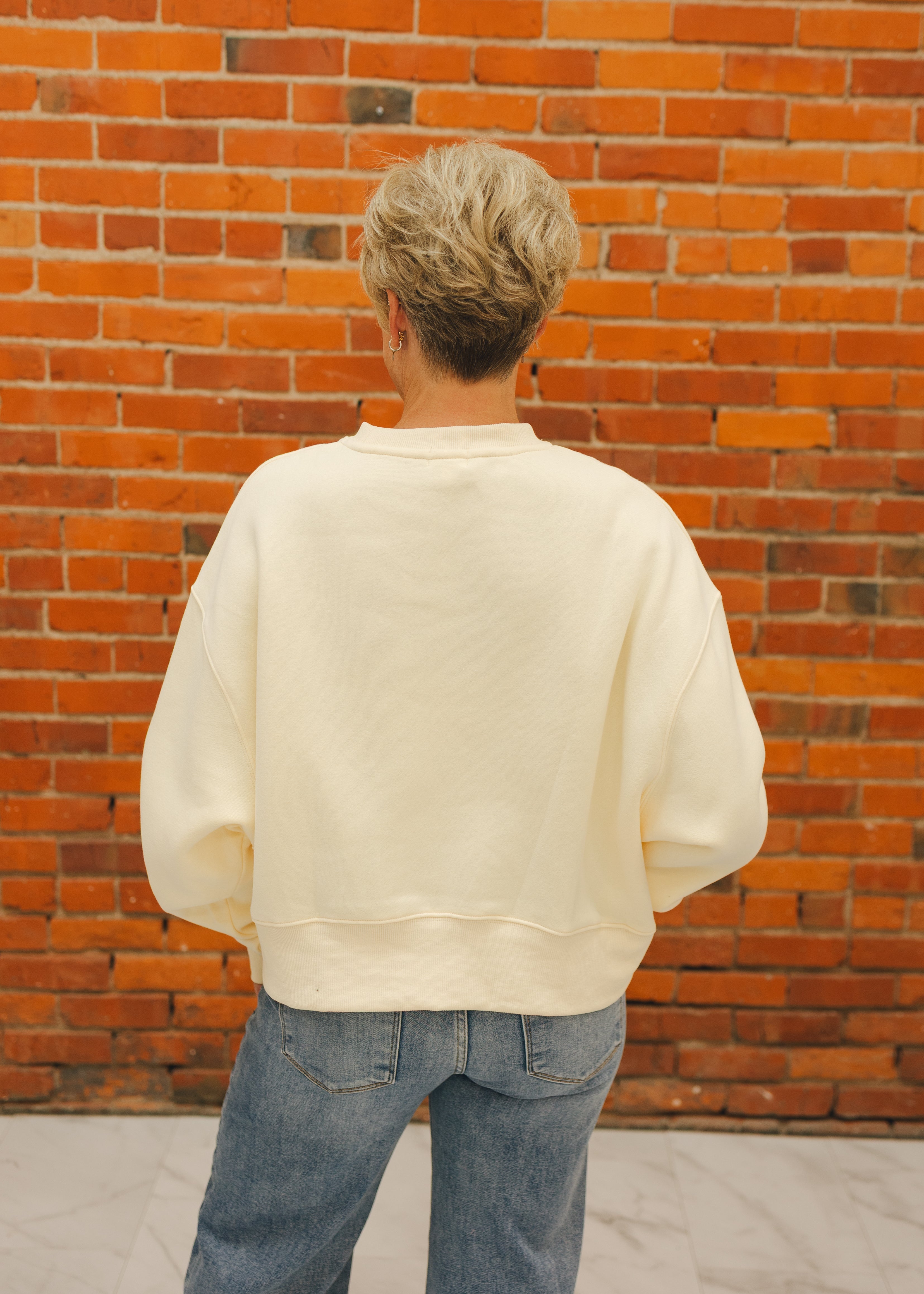 Solid Crop Crew Sweatshirt
