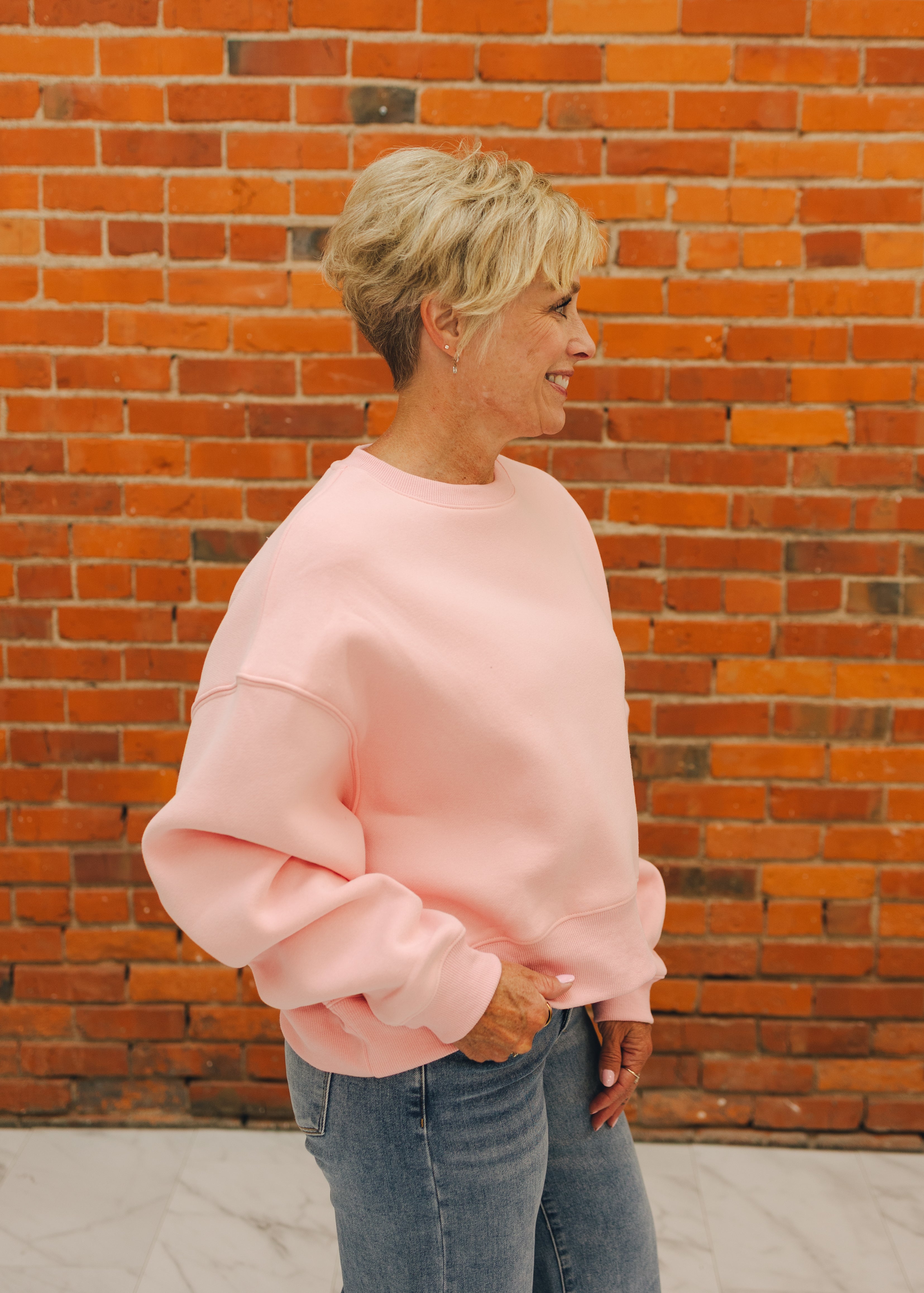 Solid Crop Crew Sweatshirt