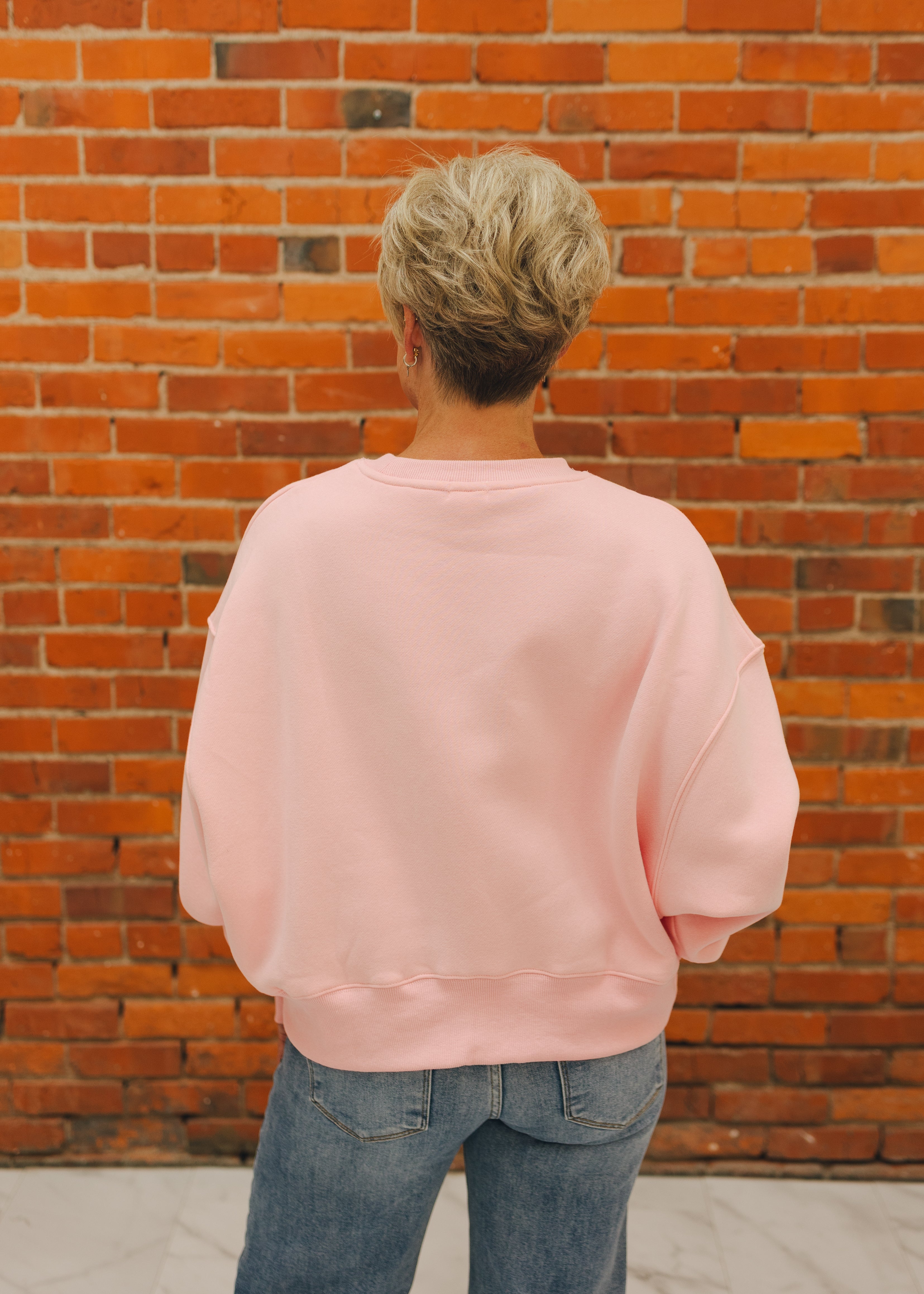Solid Crop Crew Sweatshirt