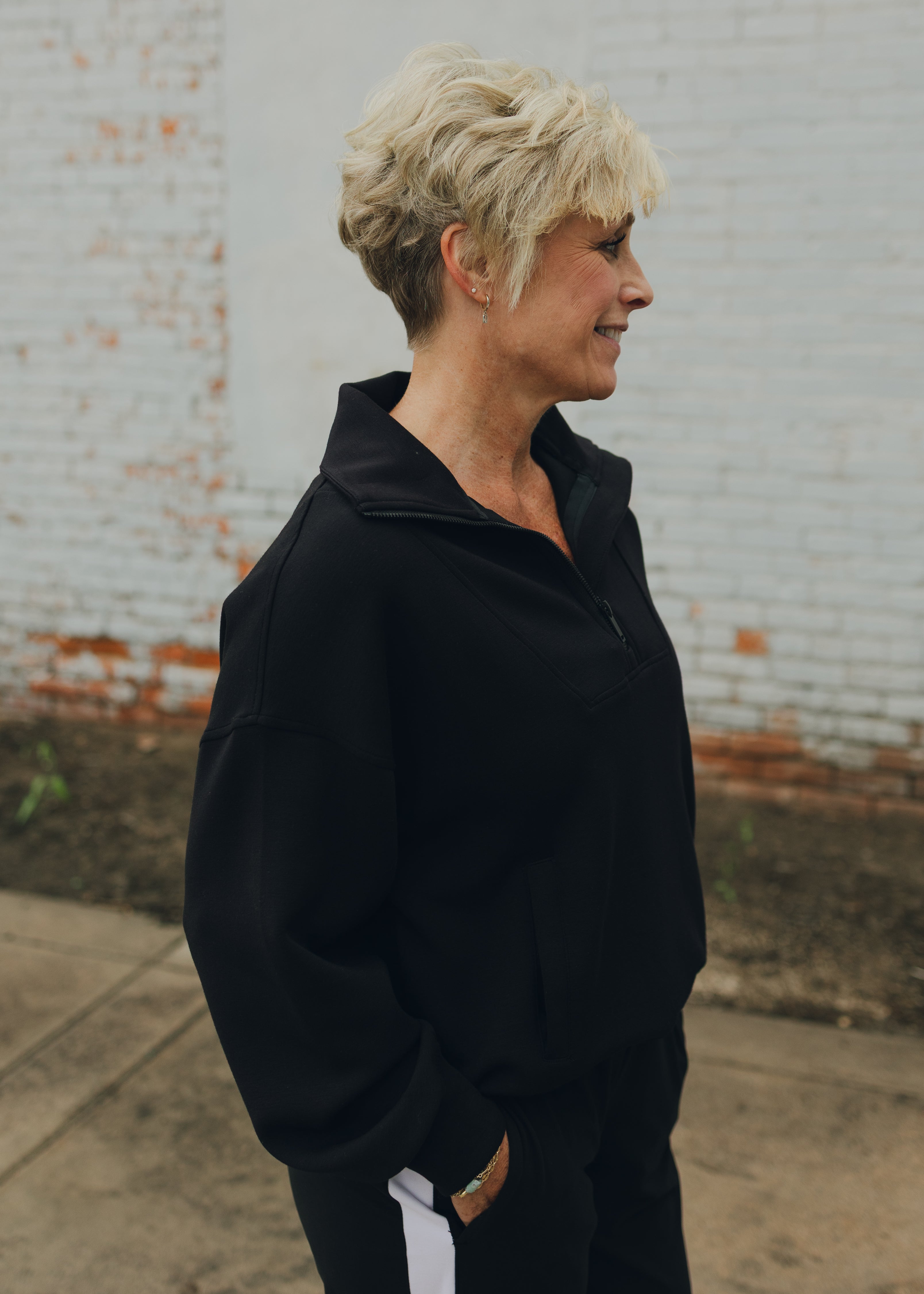 Modal Poly Span Quarter Zip Sweatshirt - Black