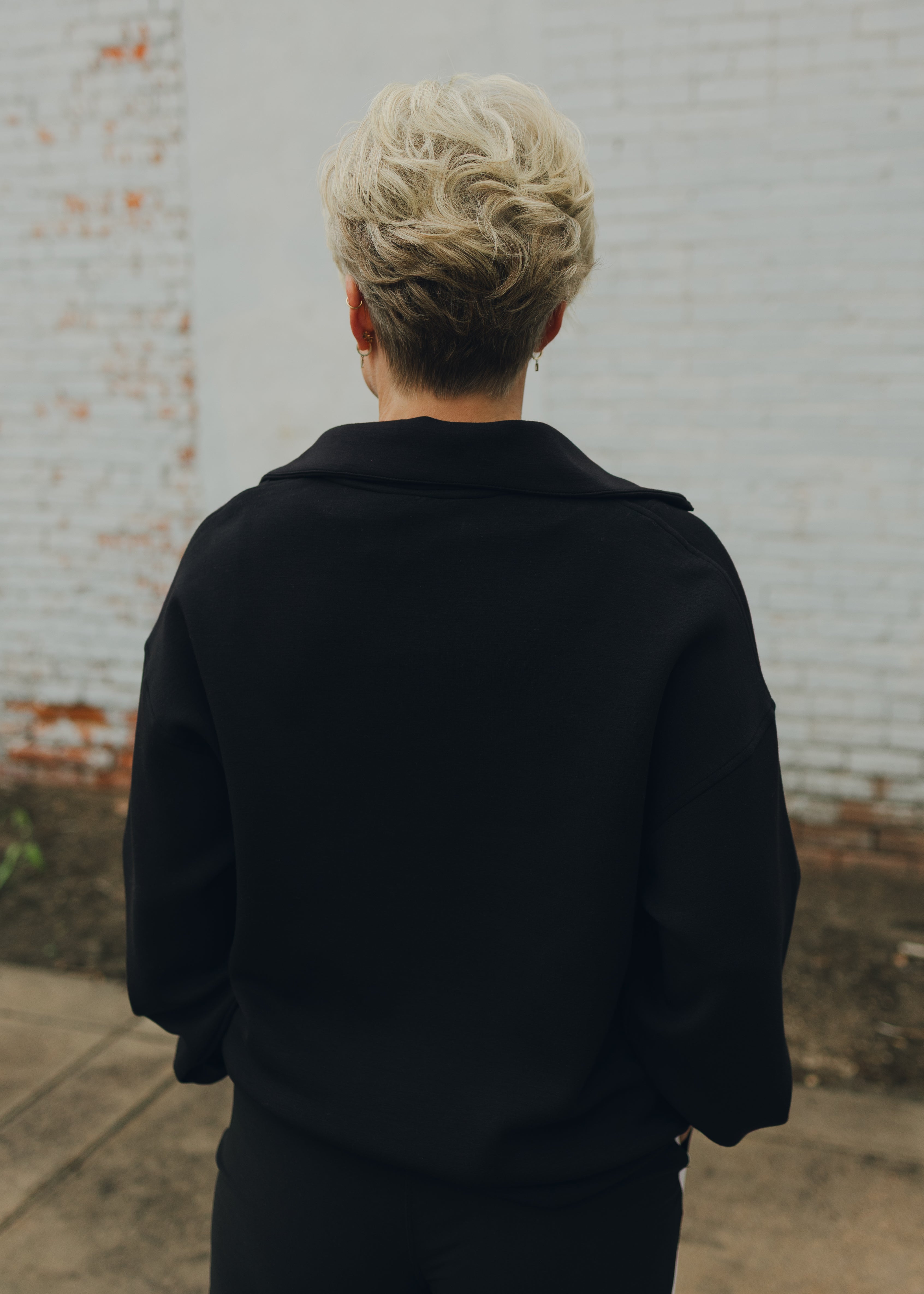 Modal Poly Span Quarter Zip Sweatshirt - Black