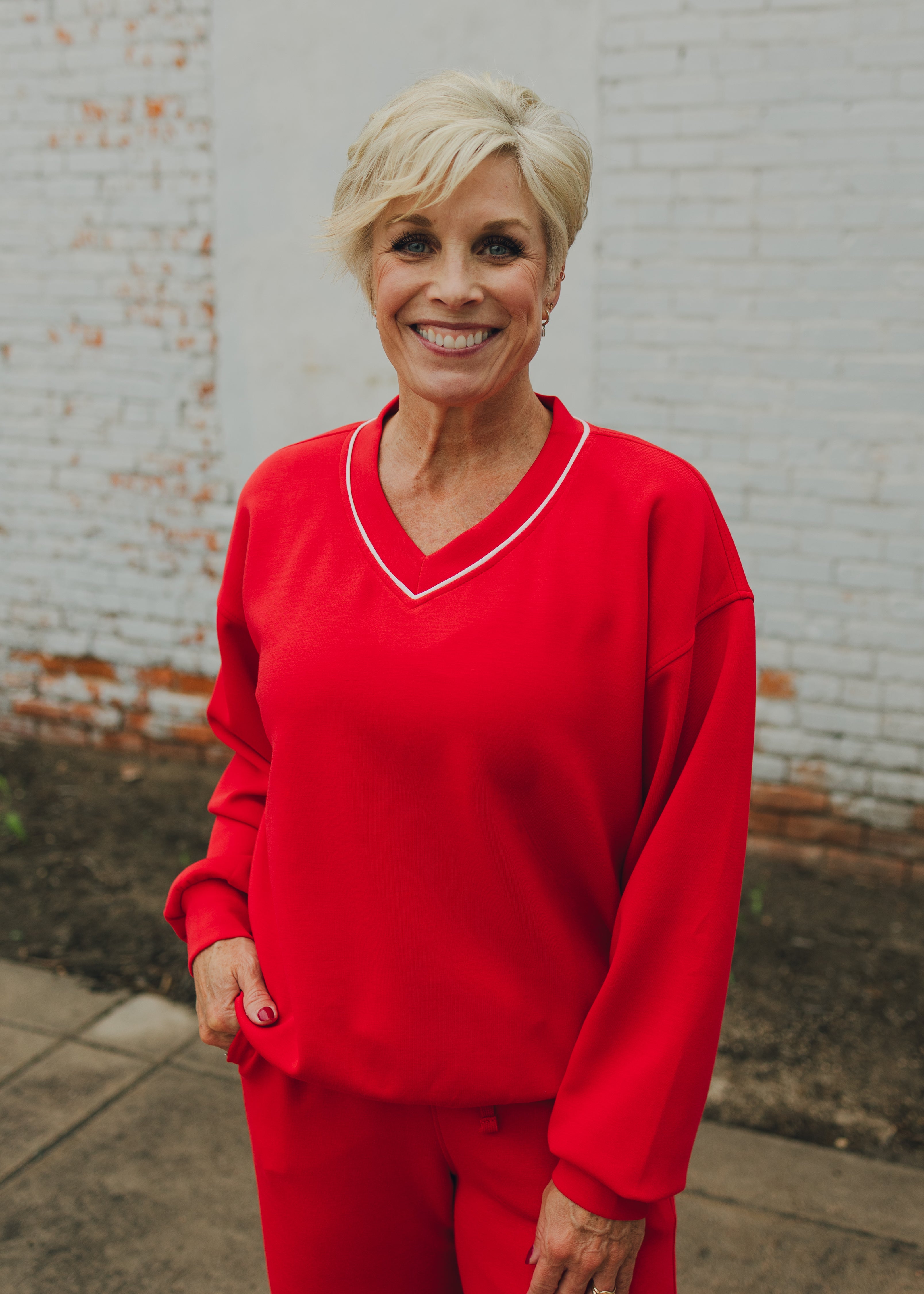 Modal Poly Piping V-Neck Top