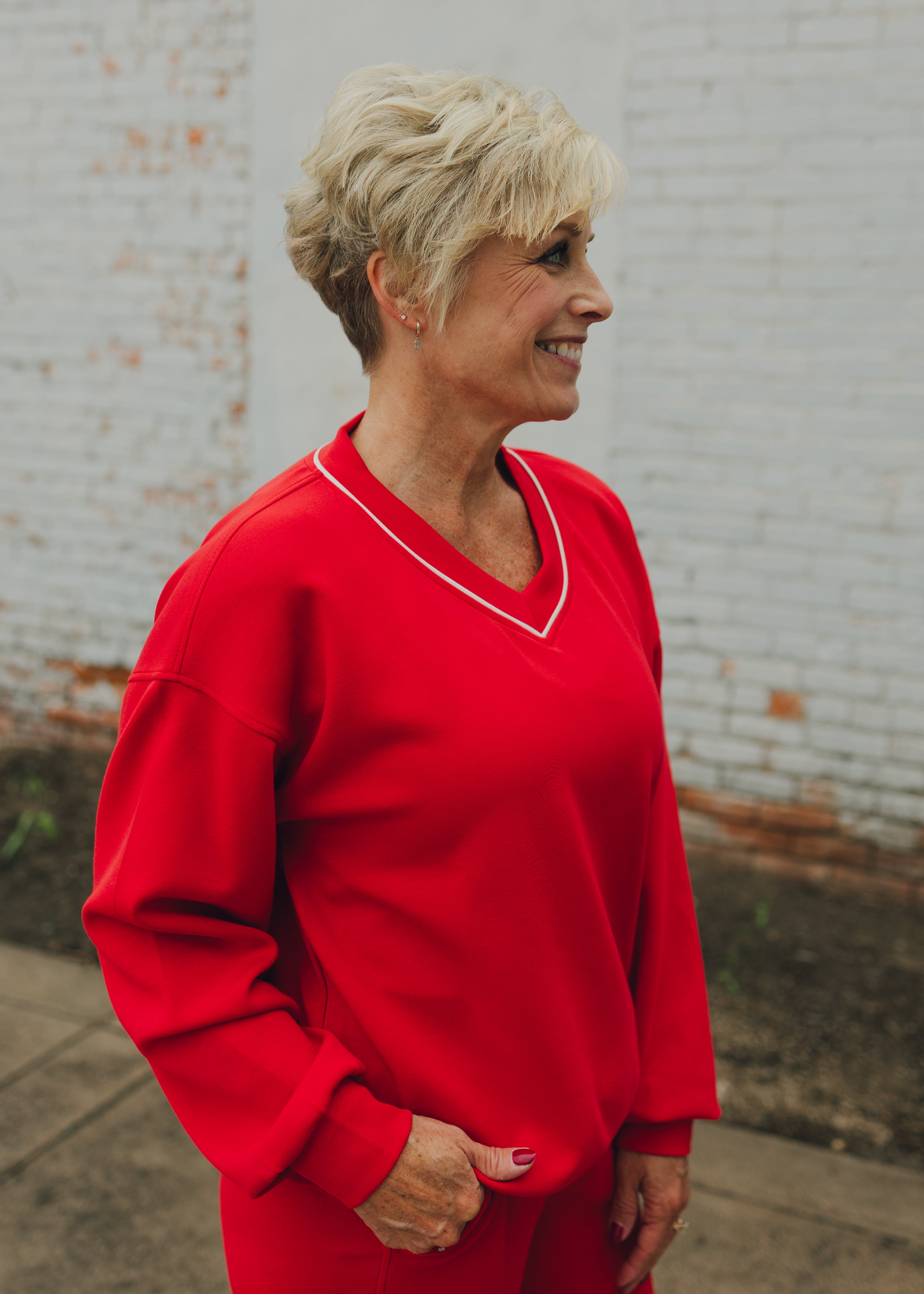 Modal Poly Piping V-Neck Top