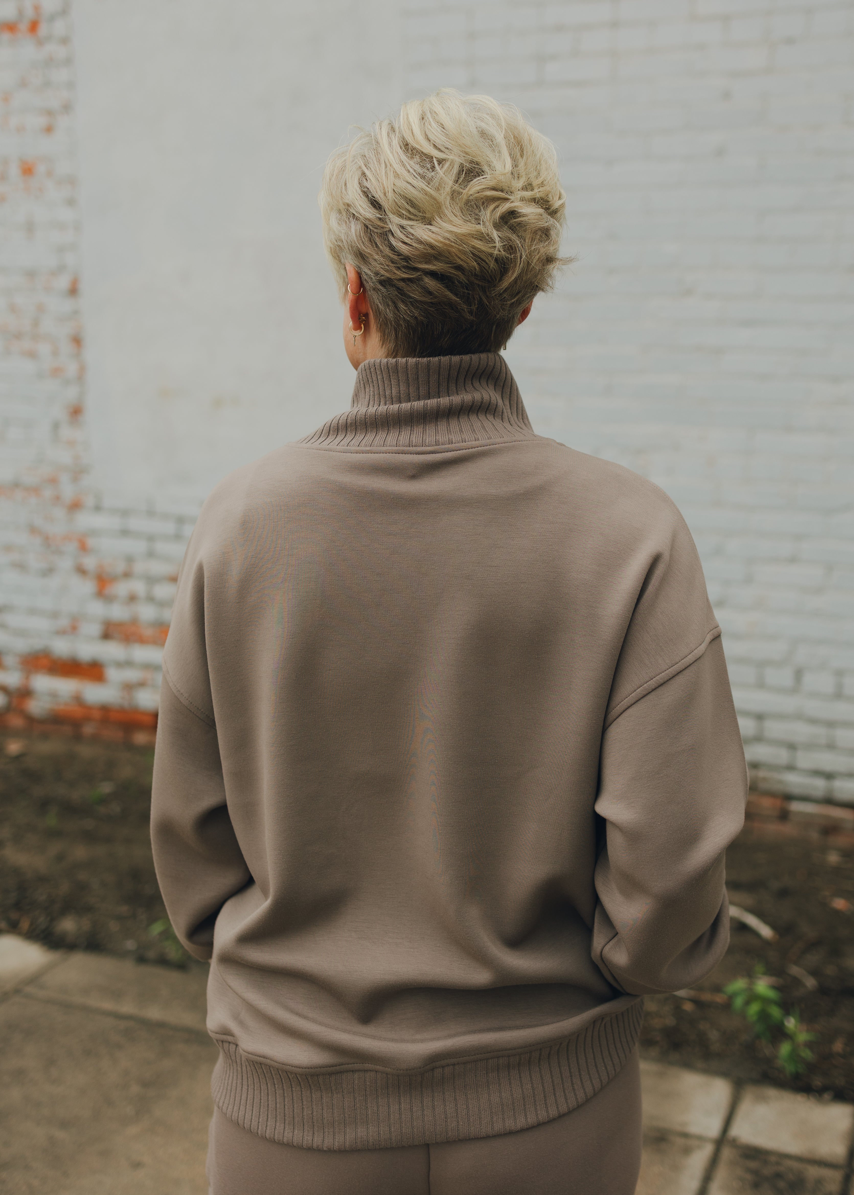 Modal Poly Rib Mock Neck Pullover