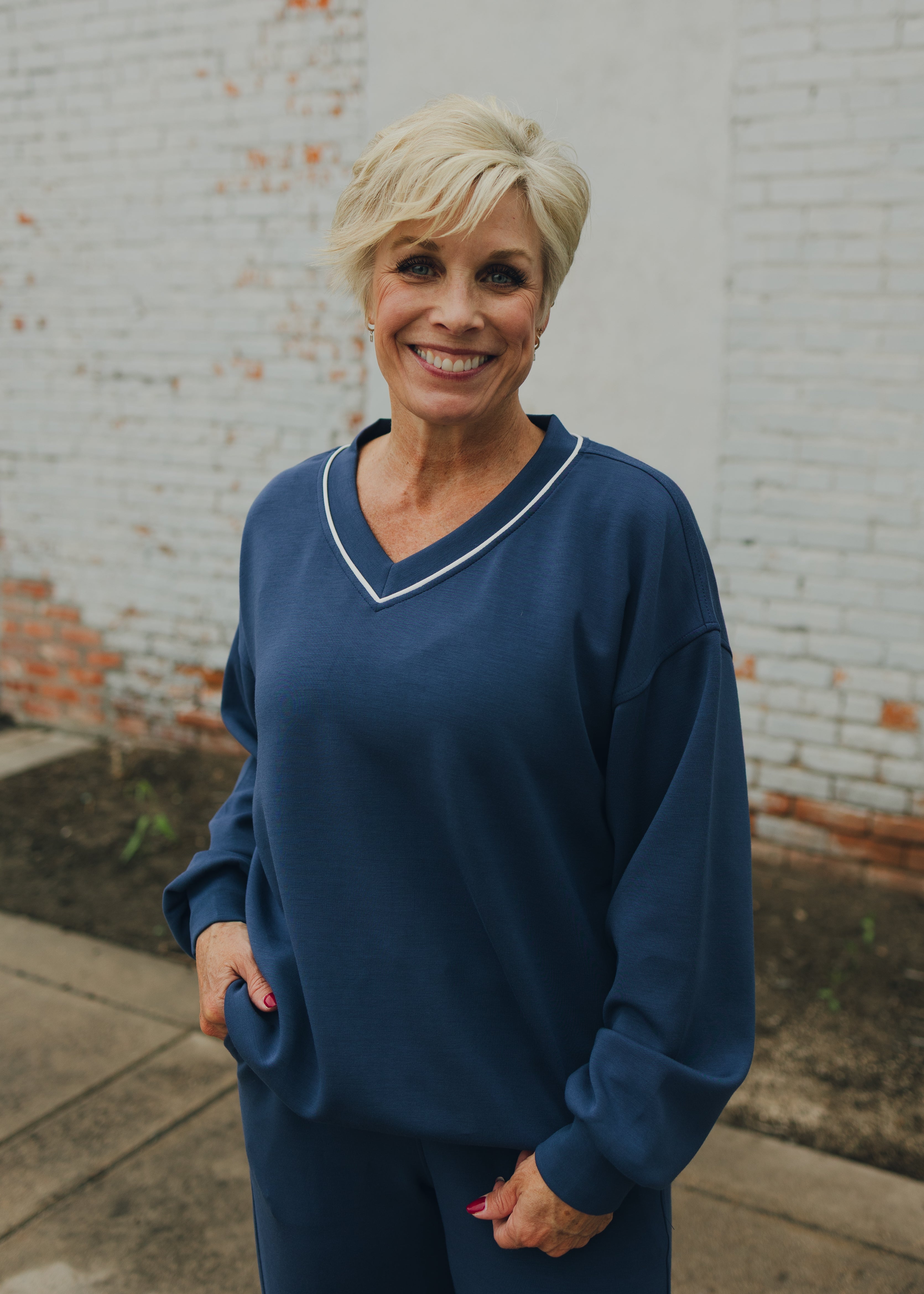 Modal Poly Piping V-Neck Top