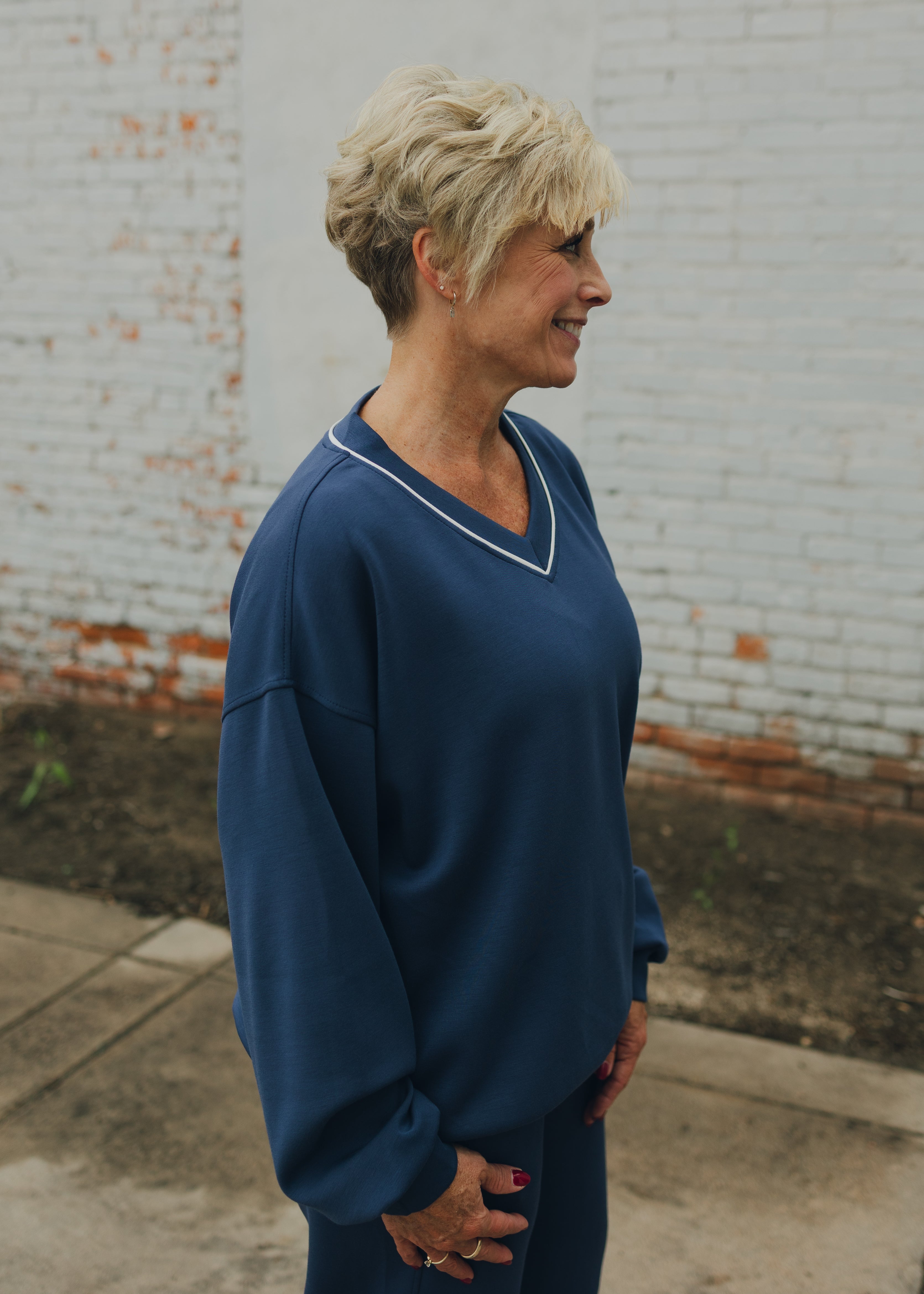 Modal Poly Piping V-Neck Top