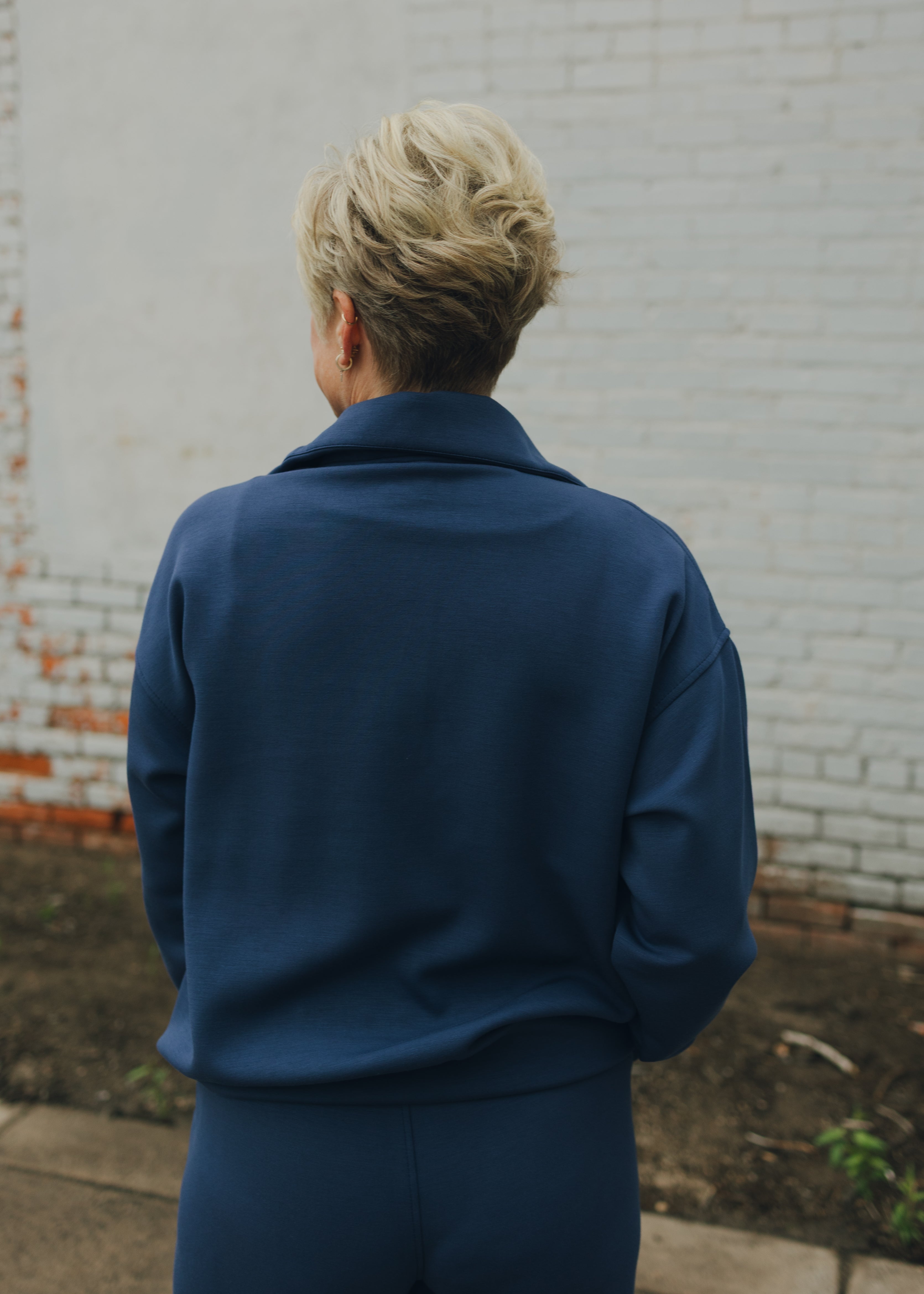 Modal Poly Span Quarter Zip Sweatshirt - Navy