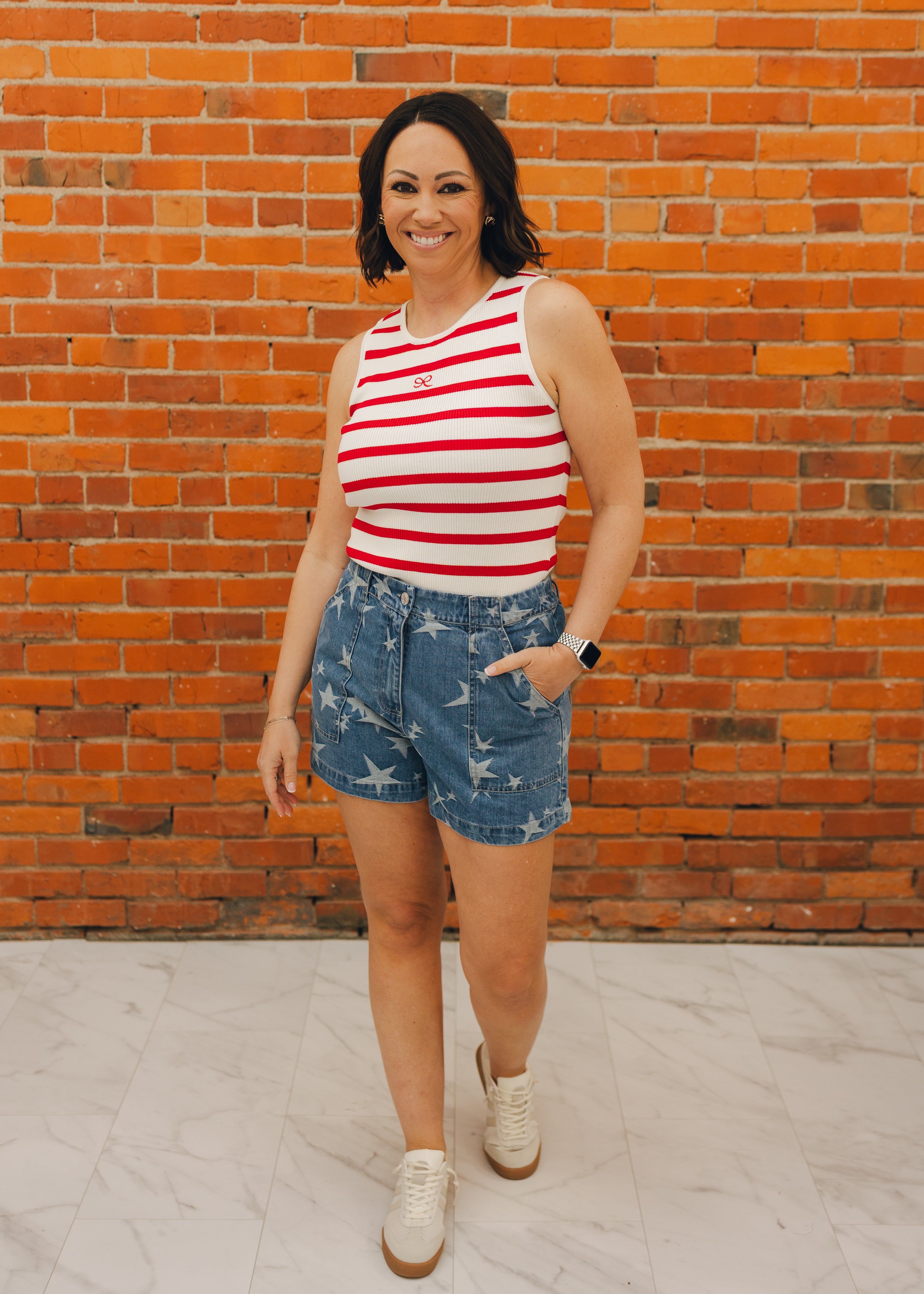 Star Washed Denim Shorts