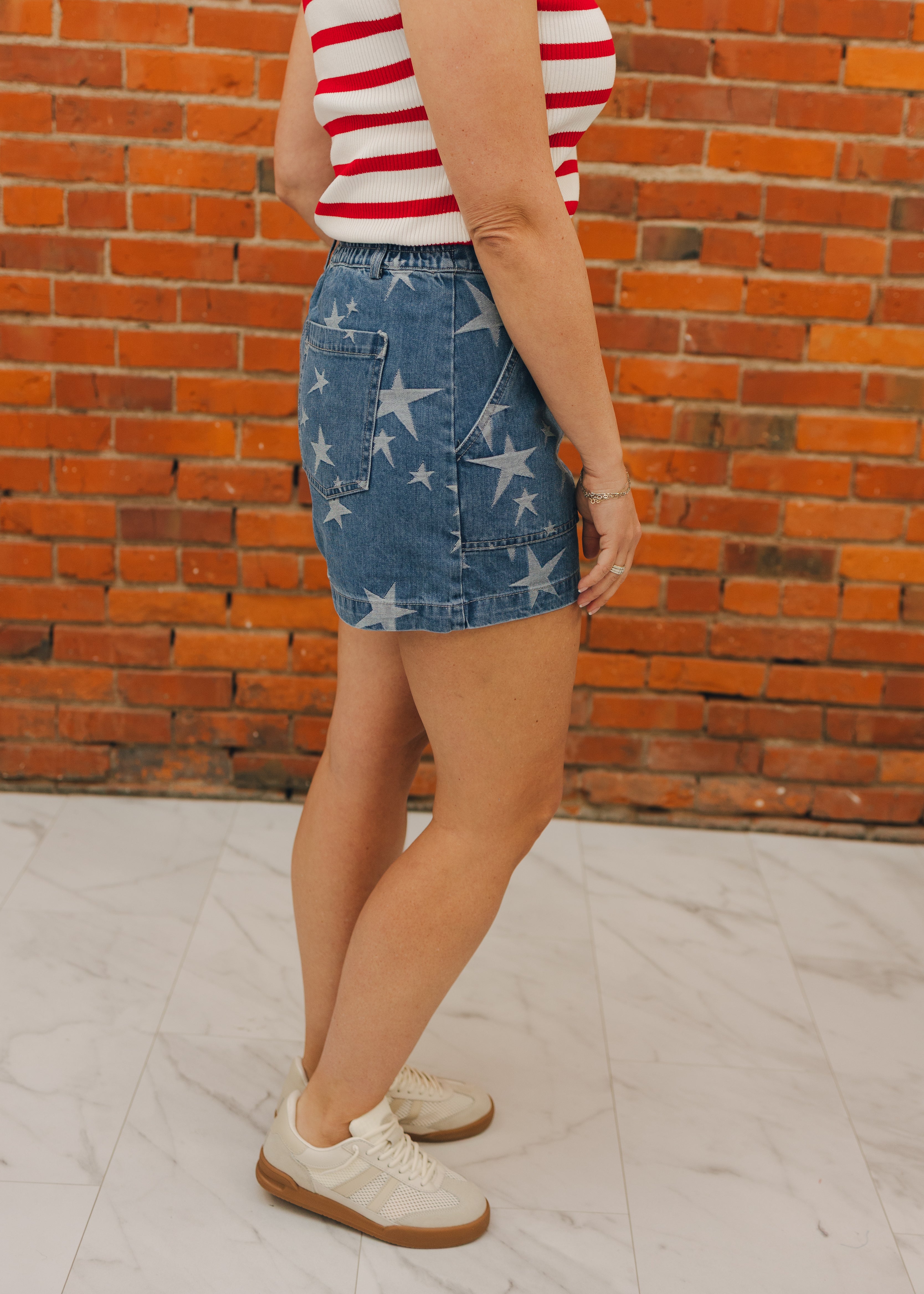 Star Washed Denim Shorts