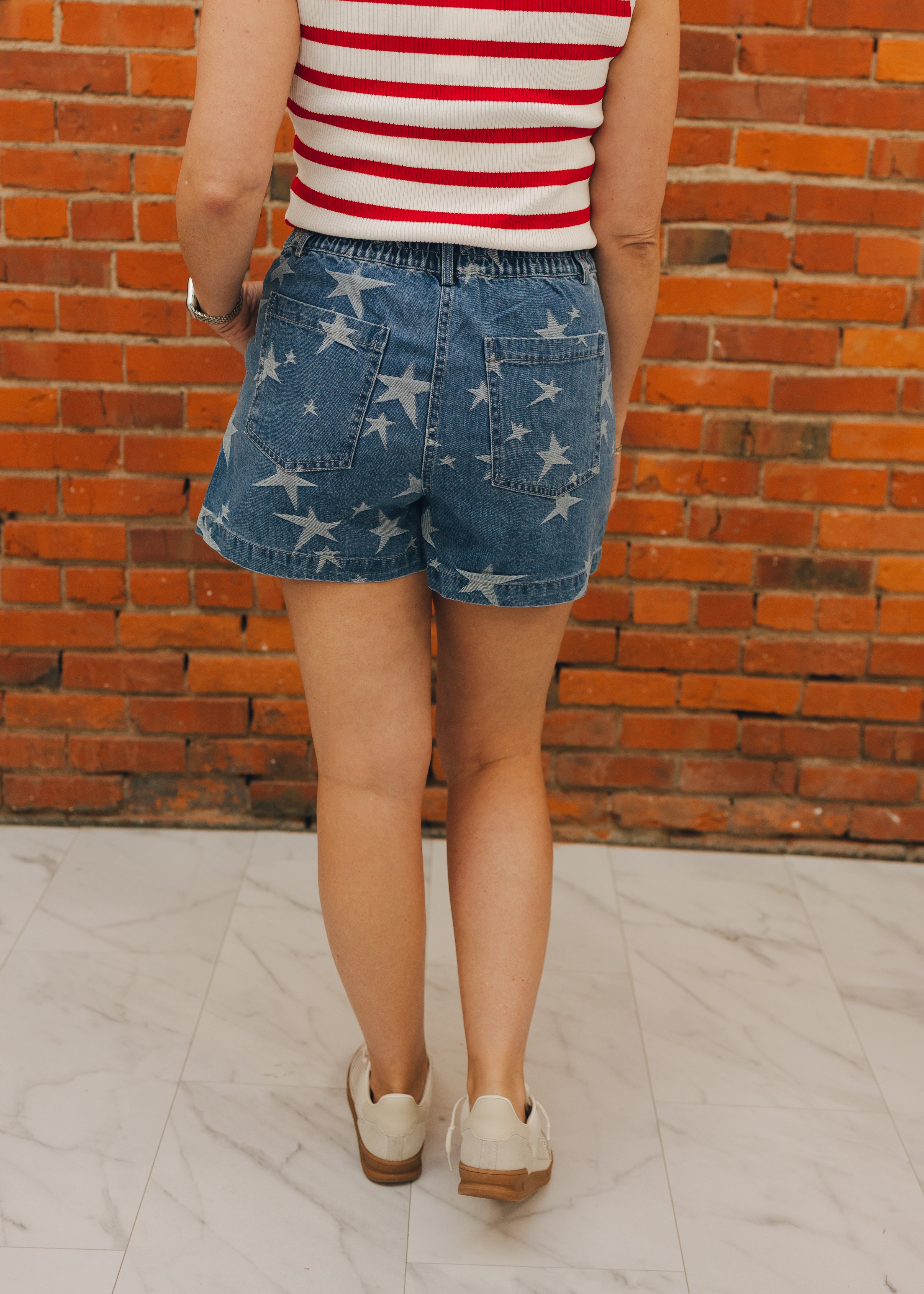 Star Washed Denim Shorts