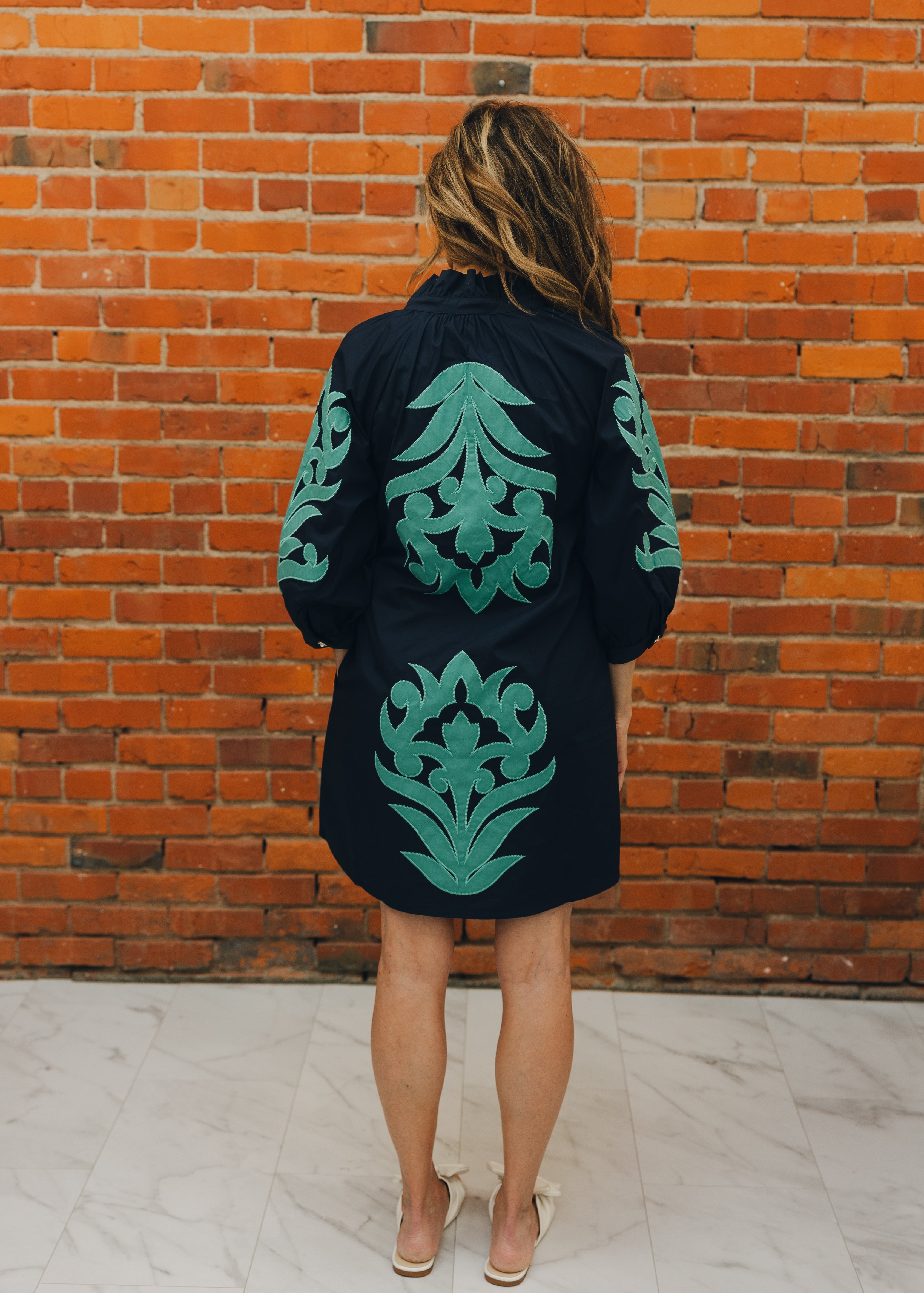 Baroque Floral Applique Shift Dress