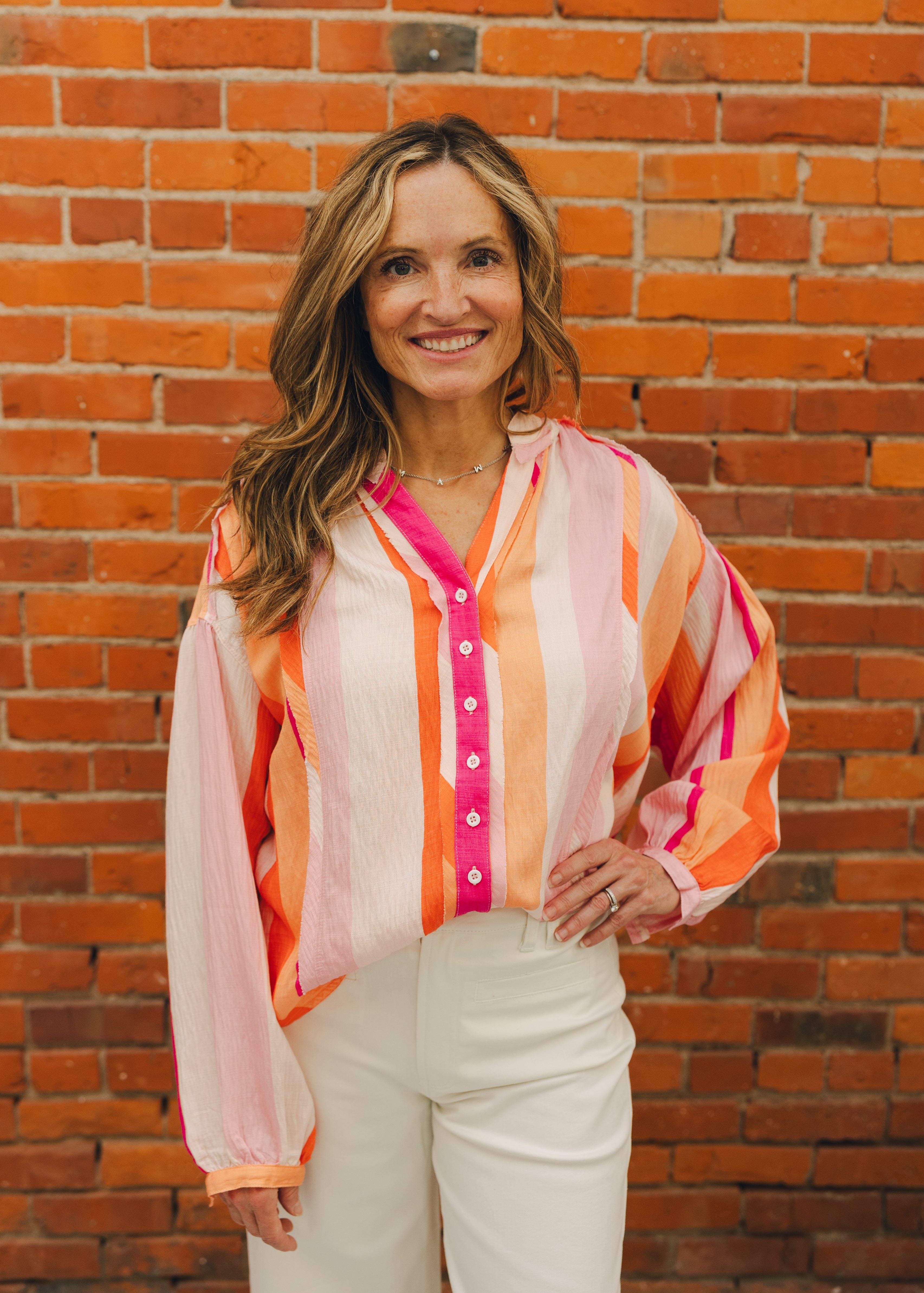 Boxy Button-Down Striped Shirt
