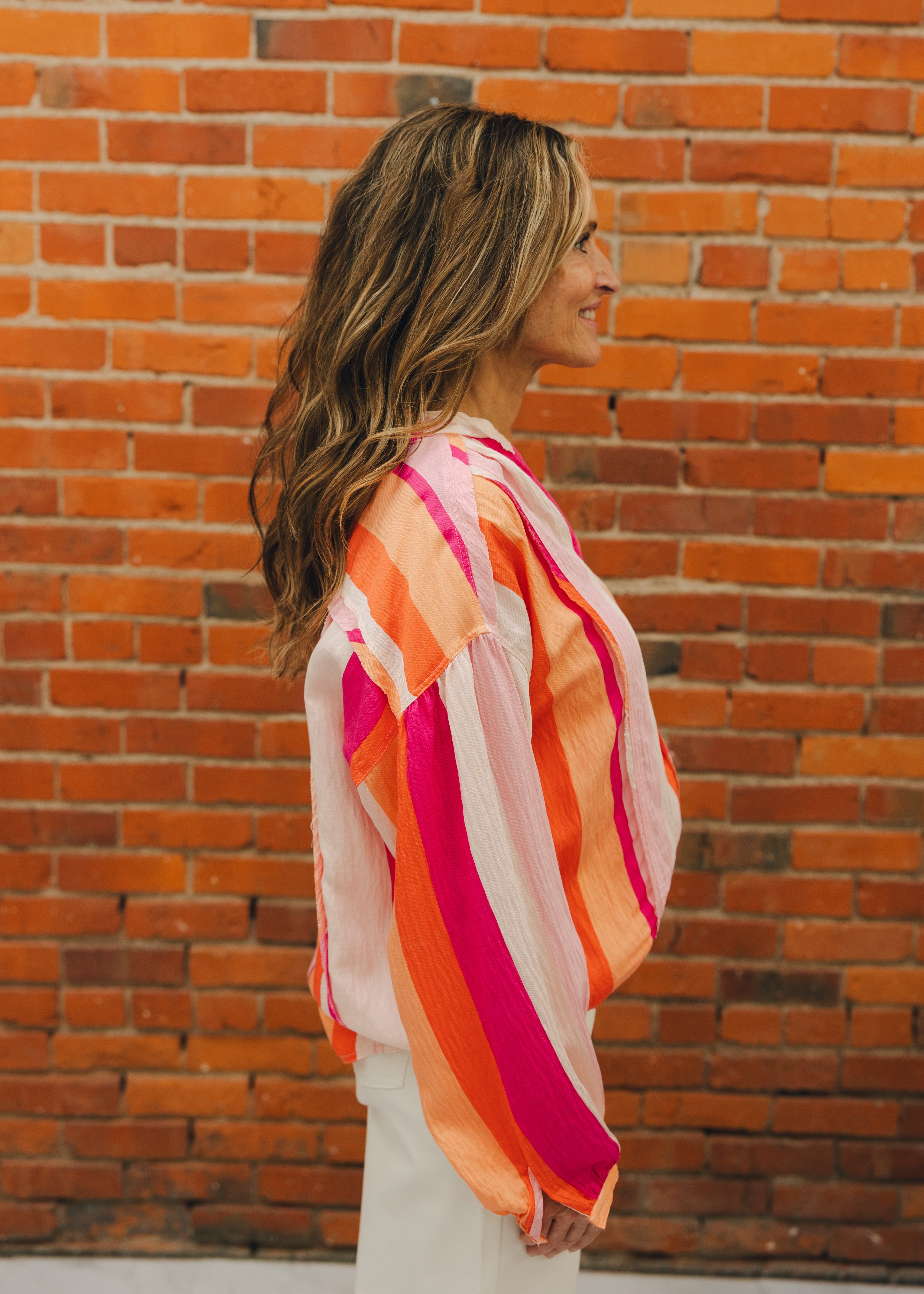 Boxy Button-Down Striped Shirt