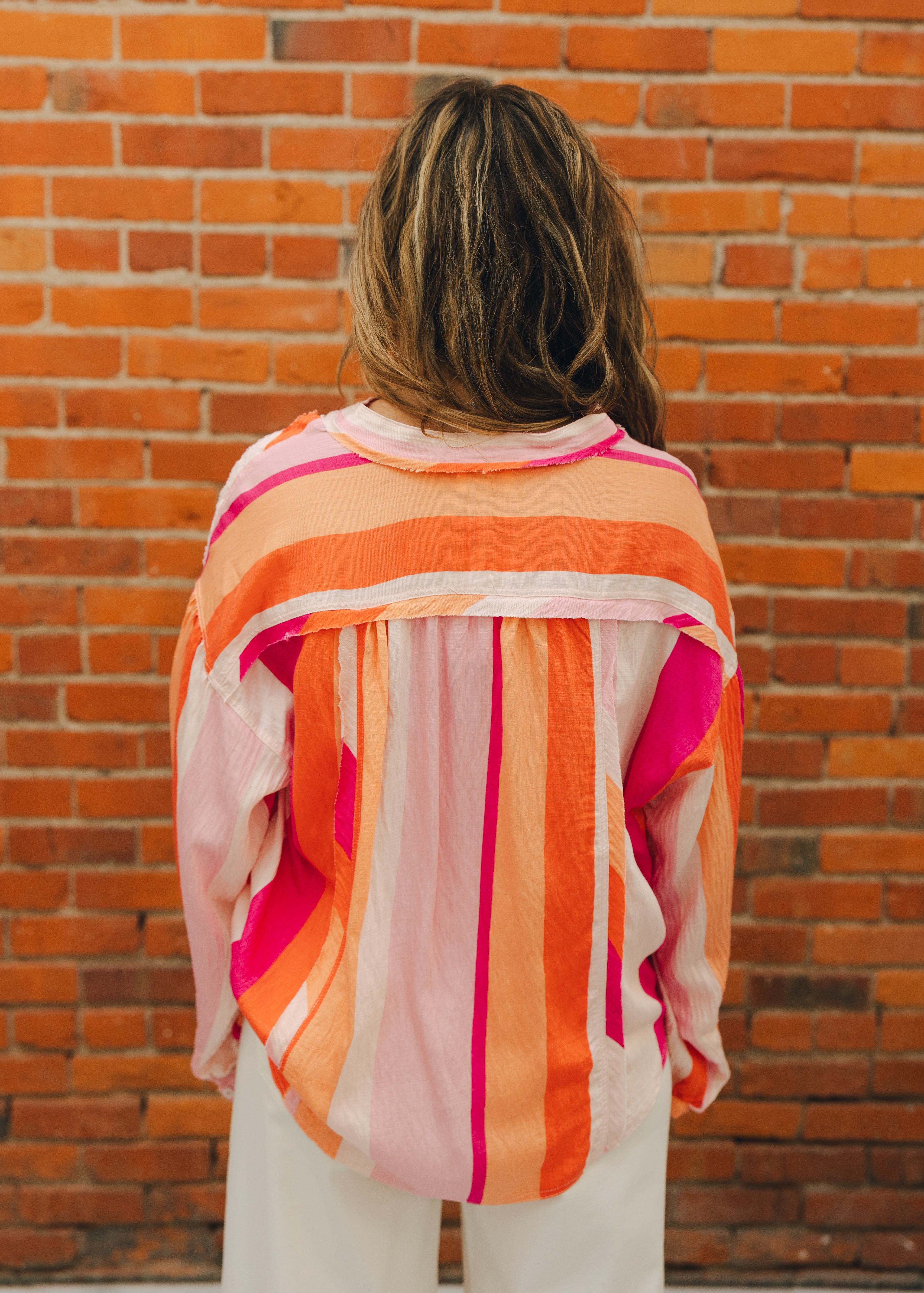 Boxy Button-Down Striped Shirt