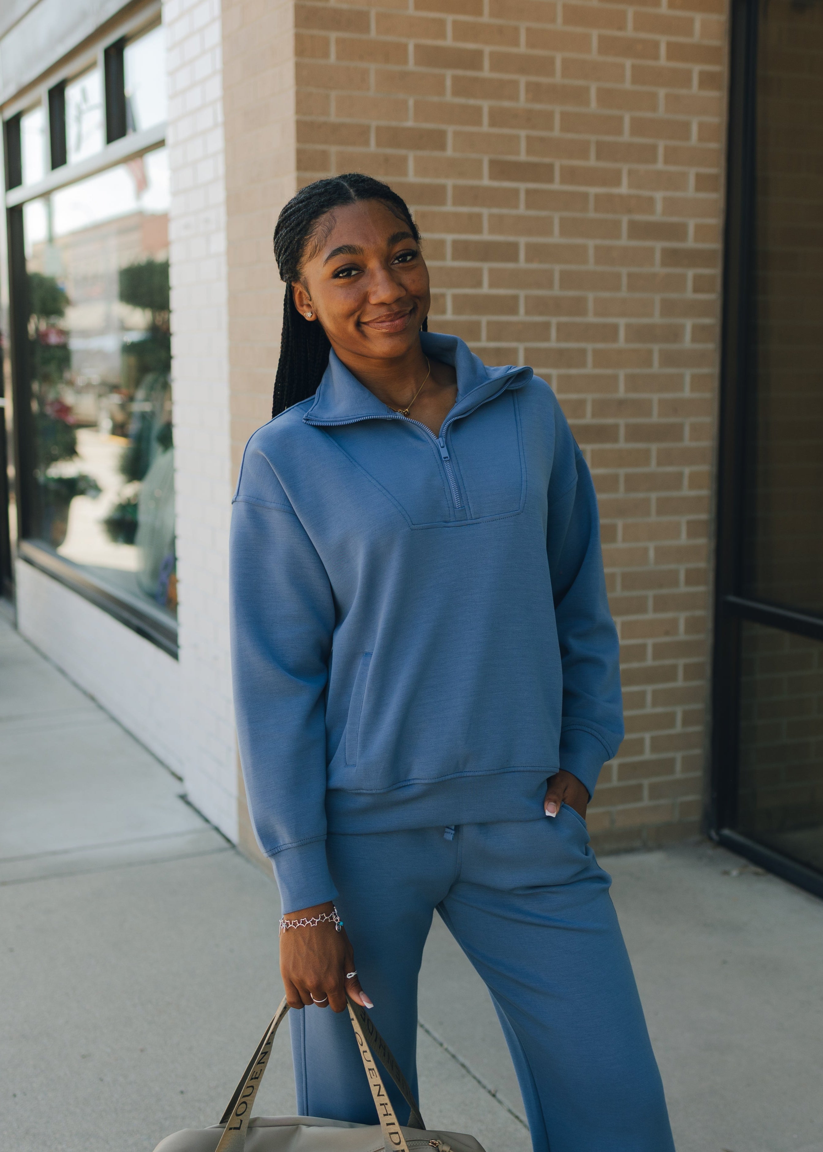 Modal Quarter Zip Mock Neck Pullover