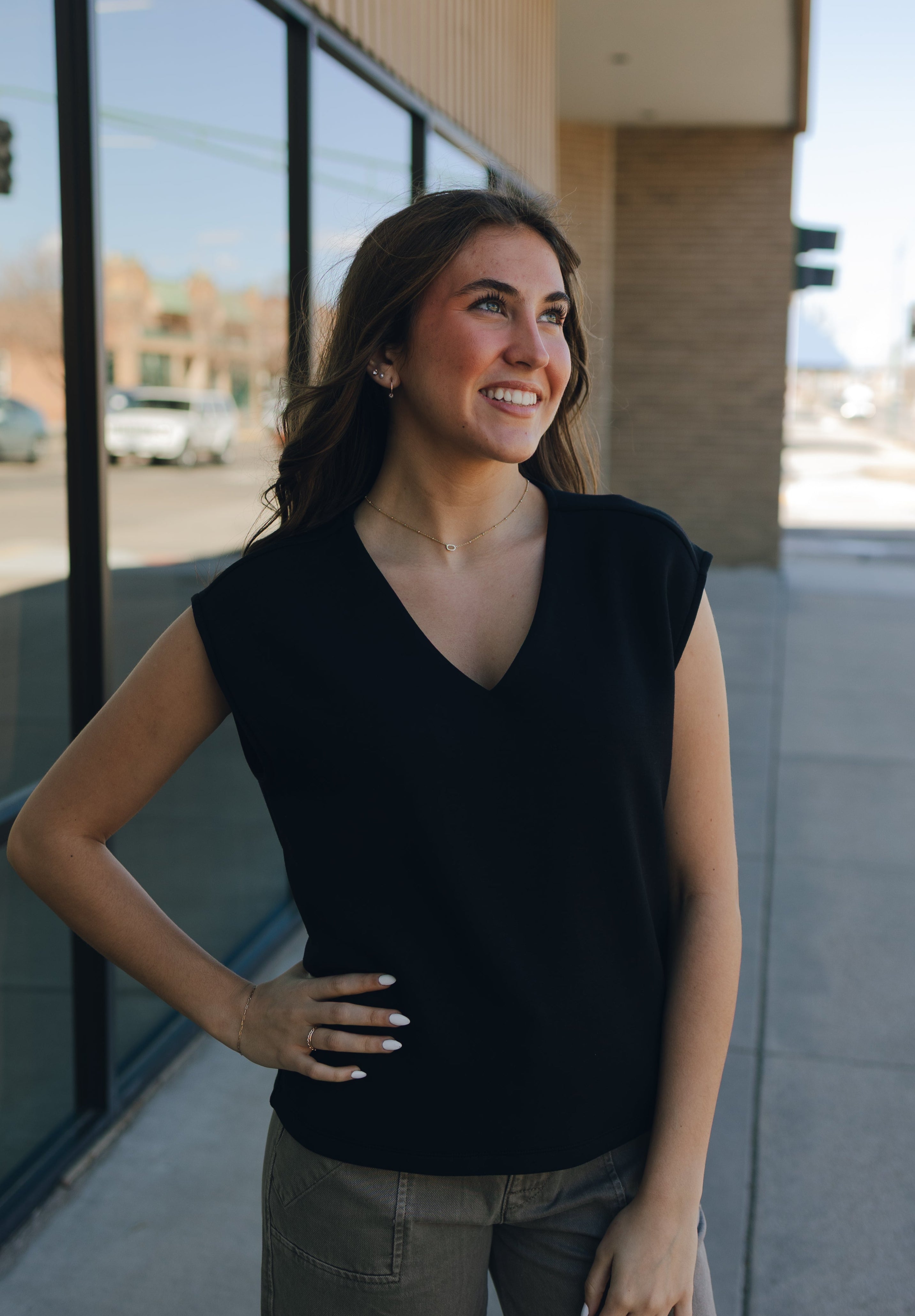 Liverpool Dolman Sleeve V-Neck Top