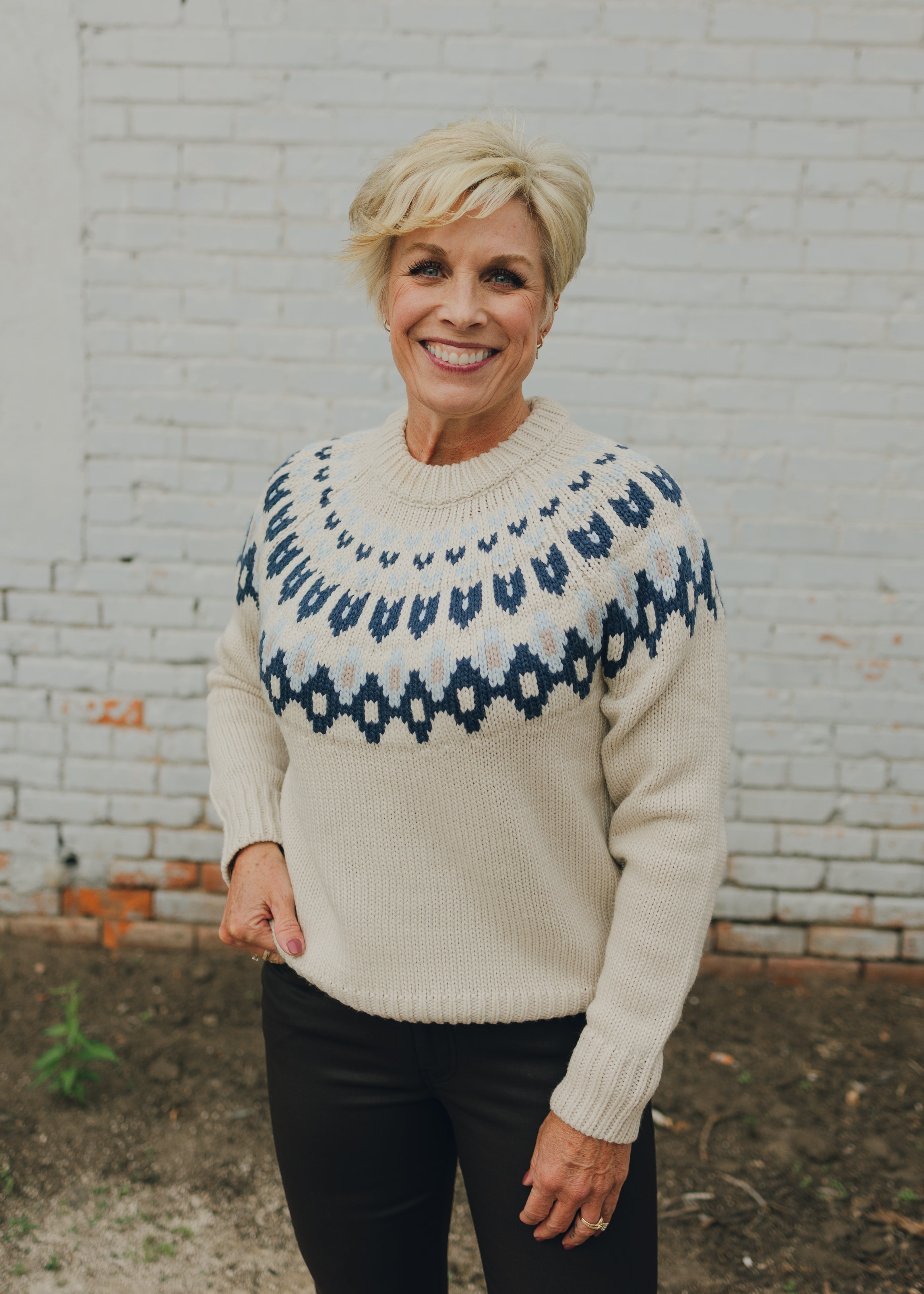 Apricot Fairisle Crew Neck Sweater