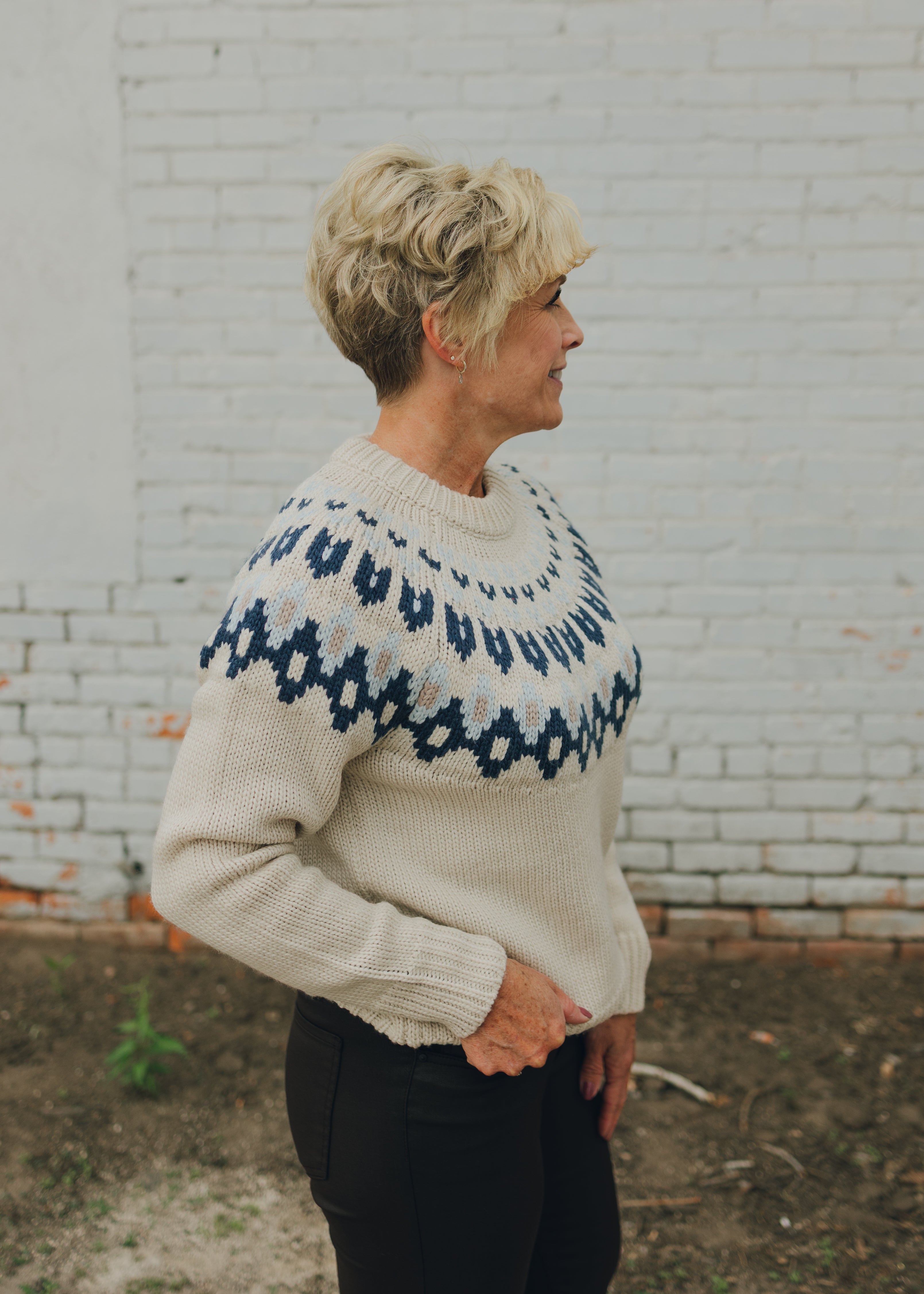 Apricot Fairisle Crew Neck Sweater