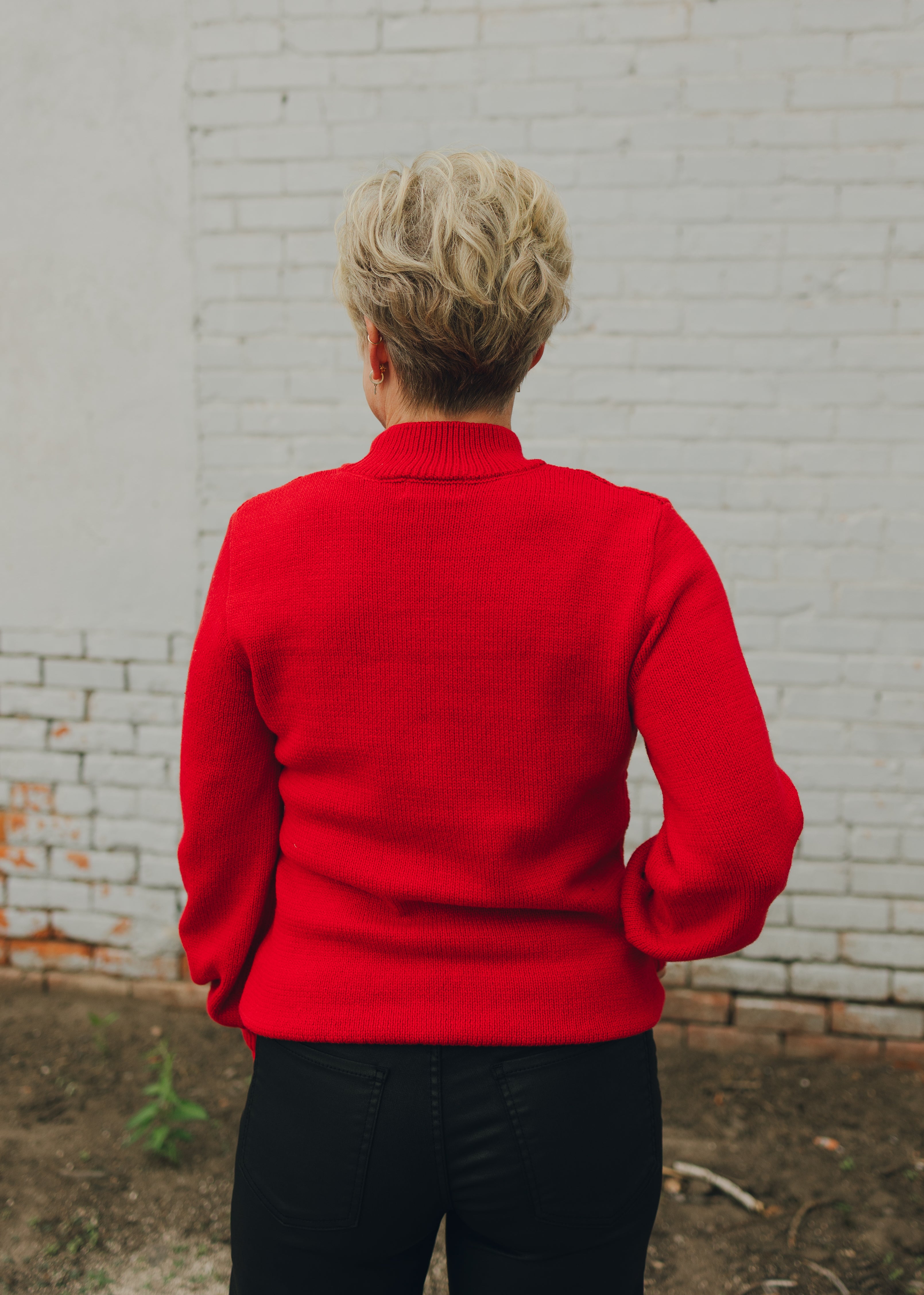 Apricot Multicable Mock Neck Sweater