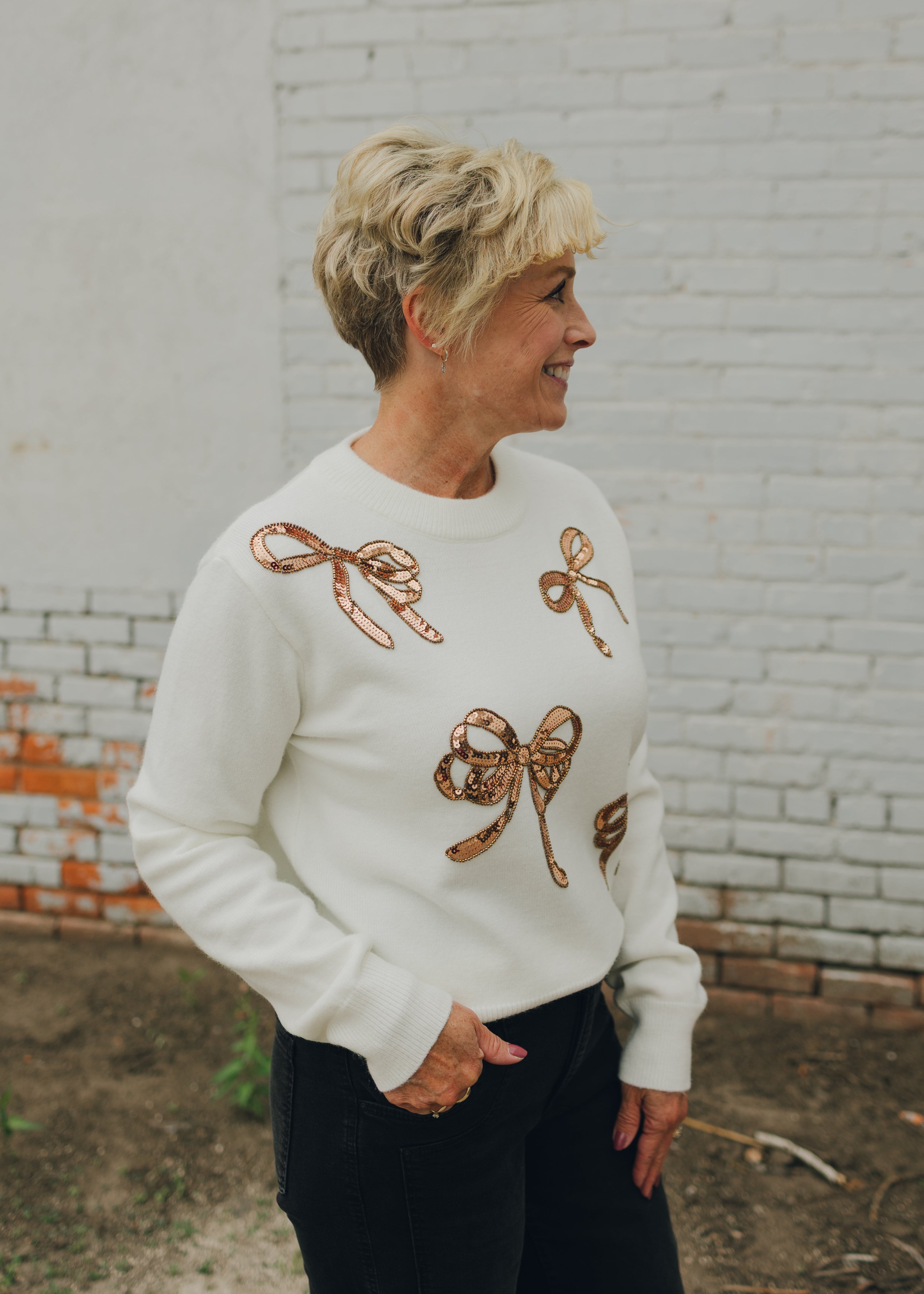 Sequin Ribbon Sweater