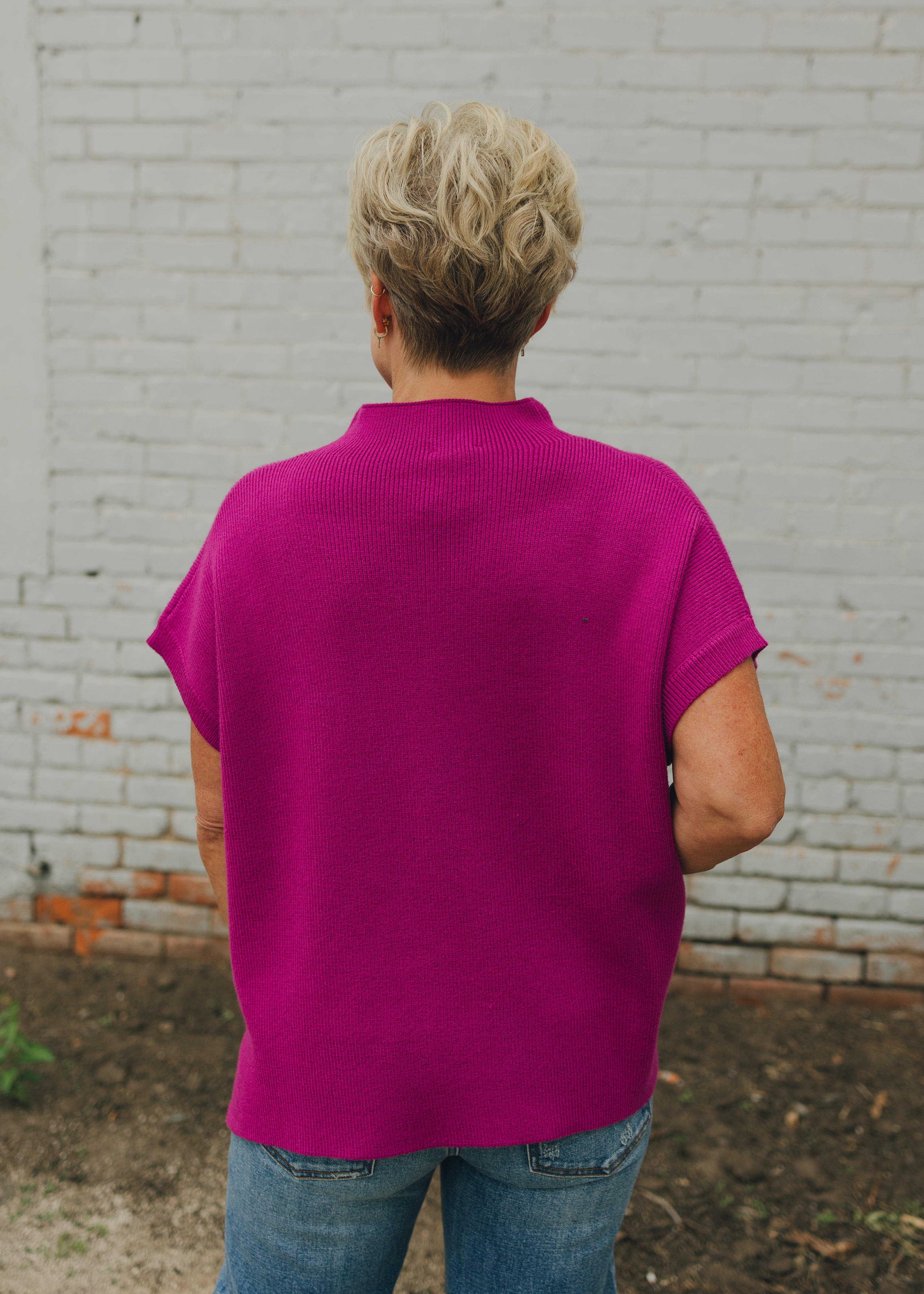 Drop Shoulder Comfy Sweater - Magenta