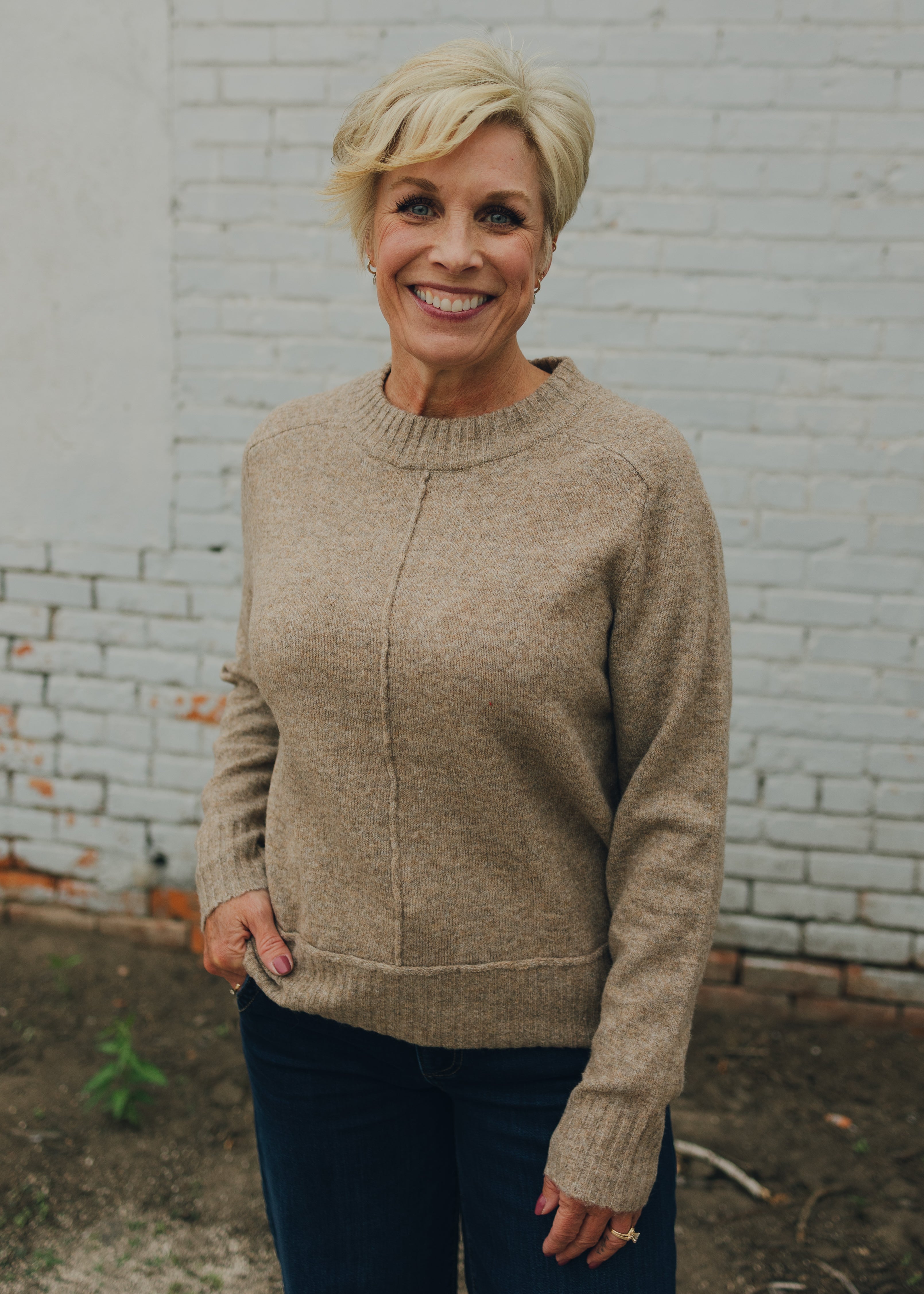 Center Seam Crew Neck Sweater