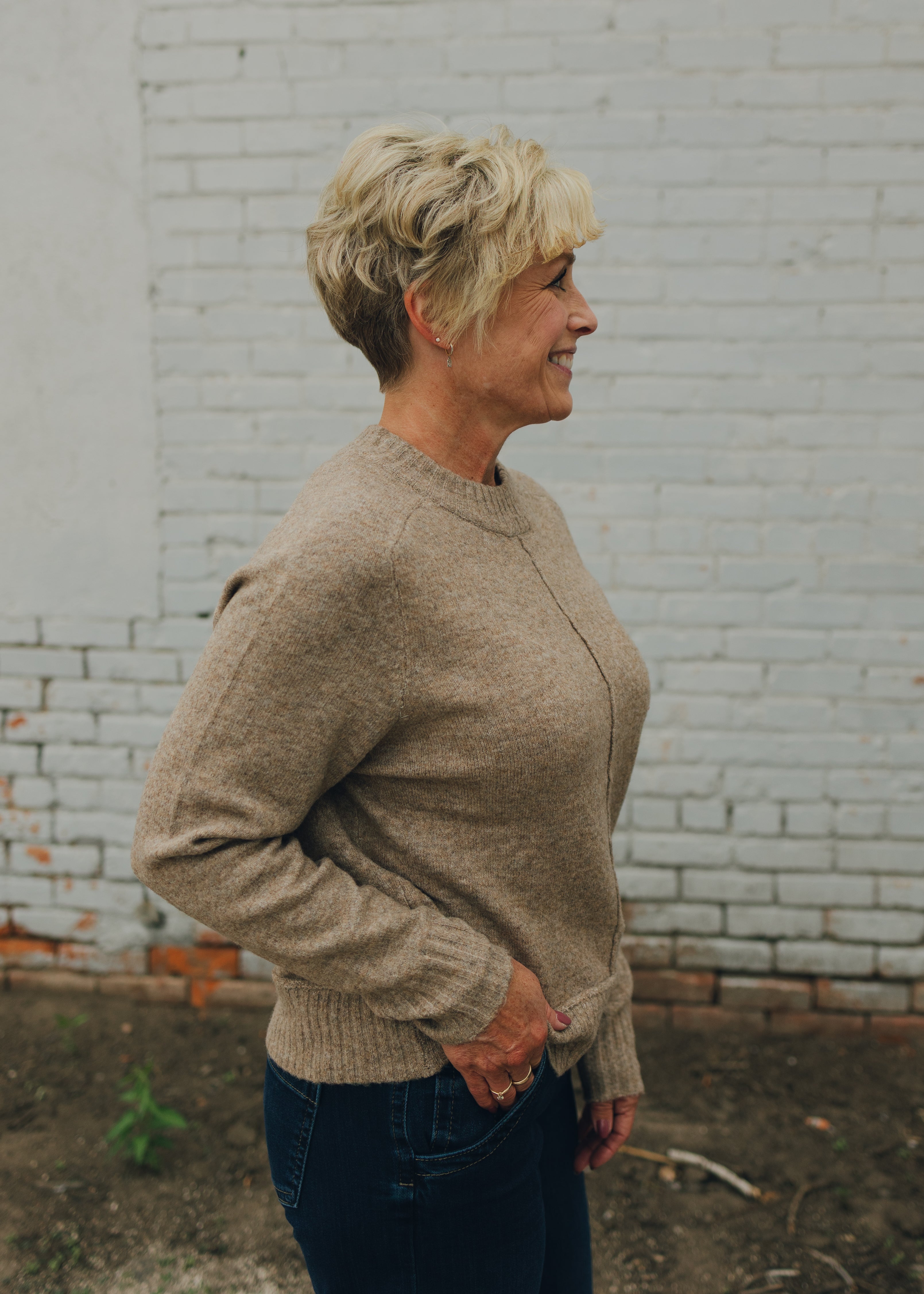 Center Seam Crew Neck Sweater