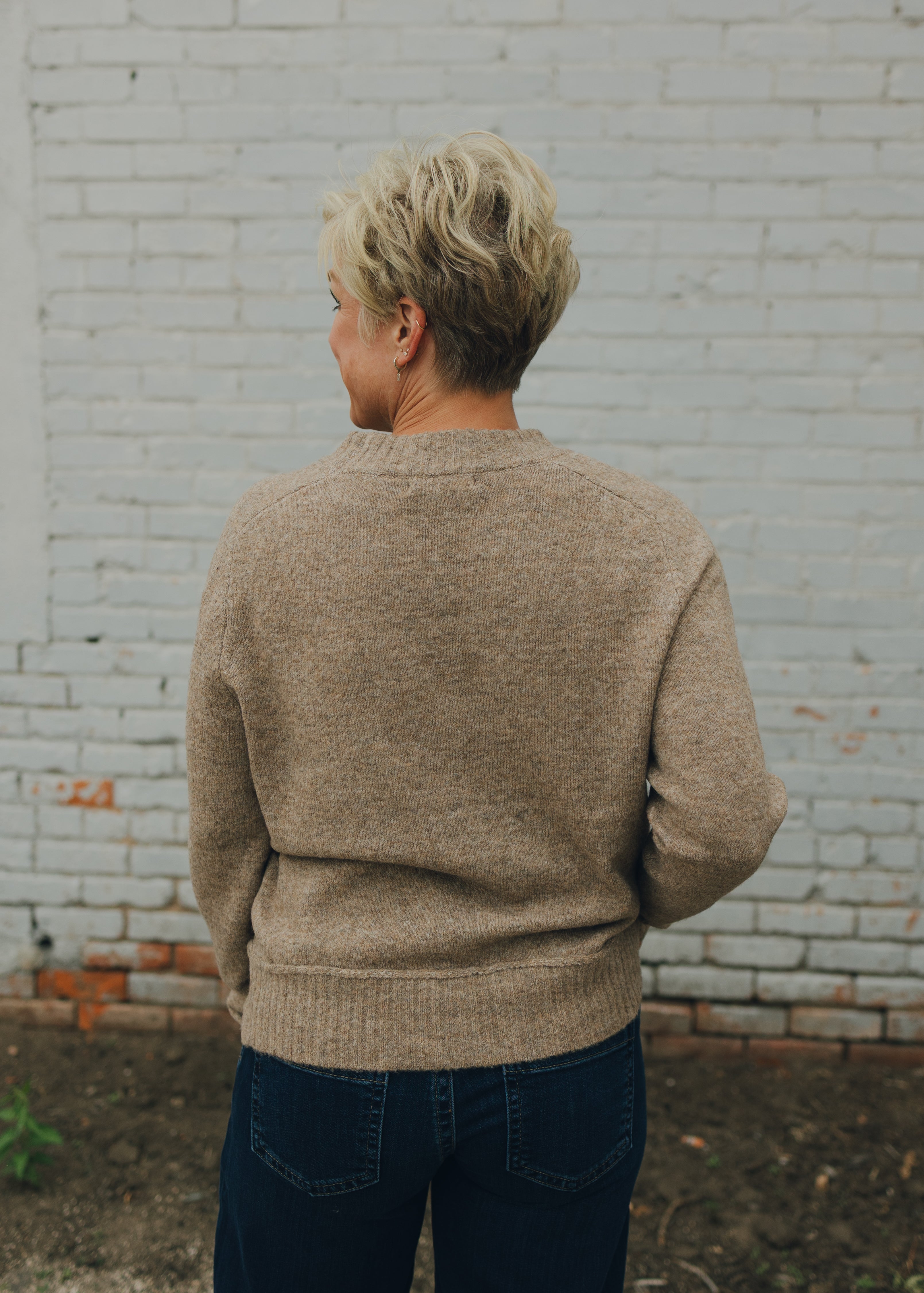 Center Seam Crew Neck Sweater