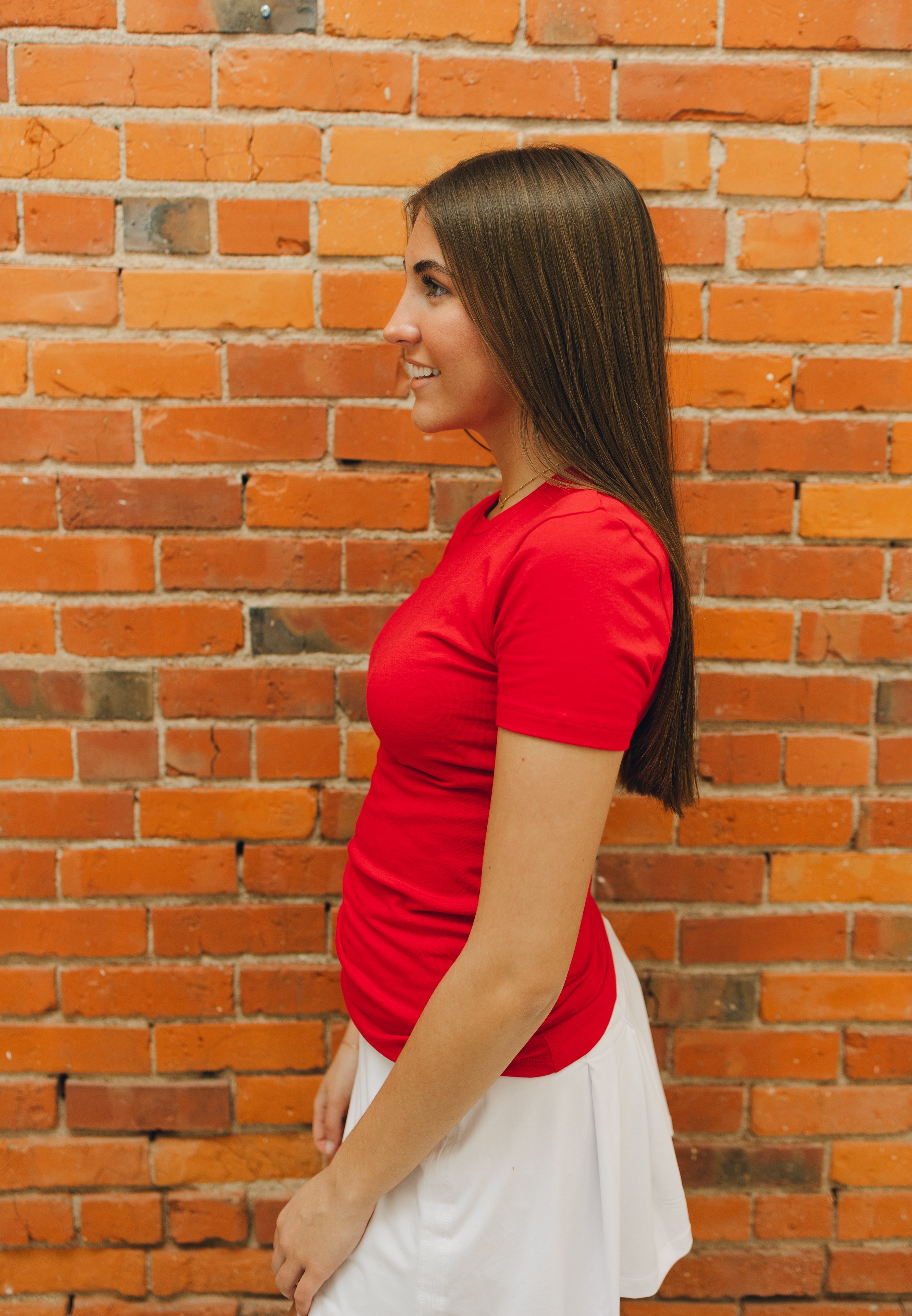 Basic Cotton Crew Neck Tee - Ruby